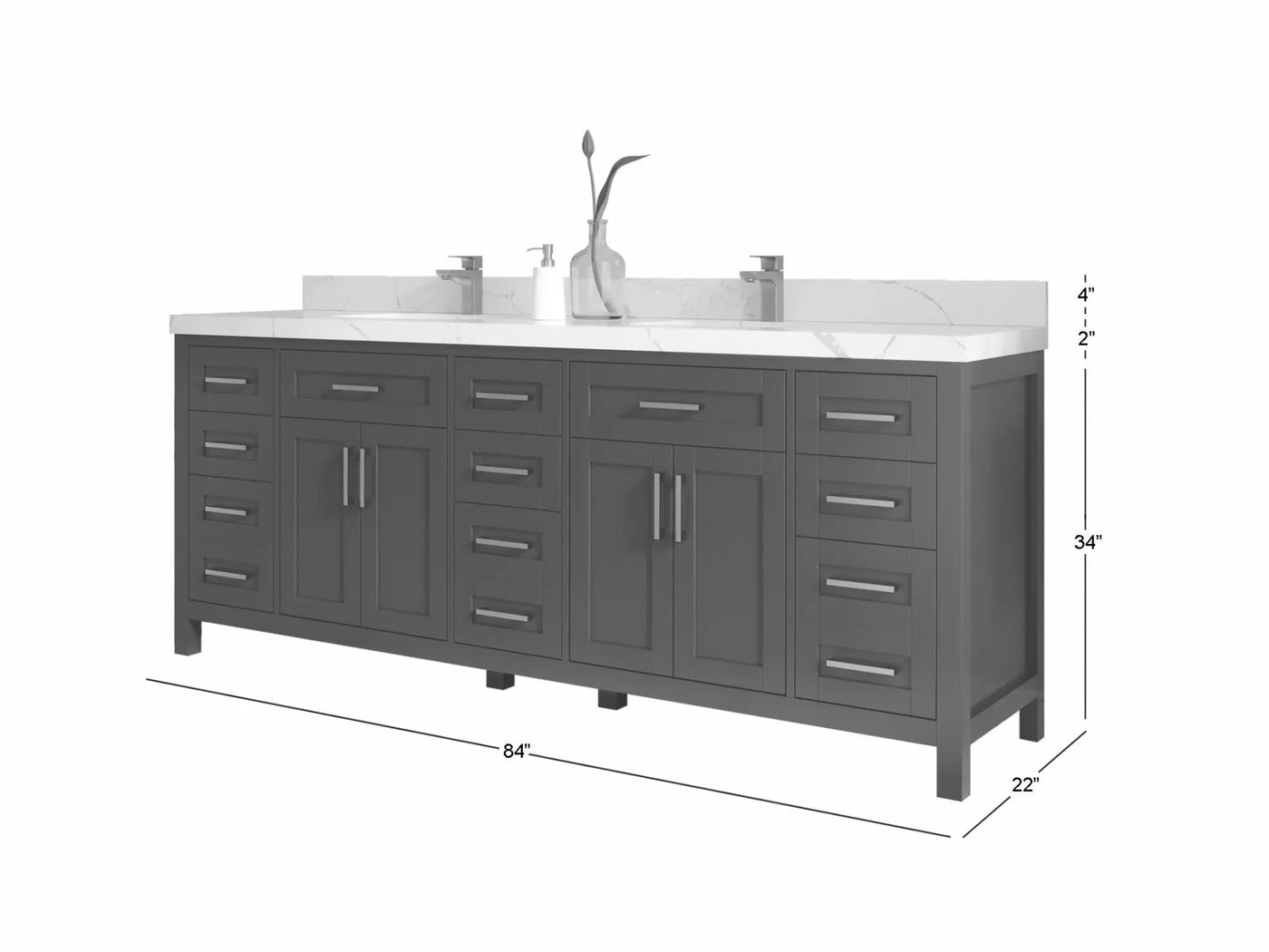 Cambridge 84 in. W x 22 in. D Double Sink Bathroom Vanity