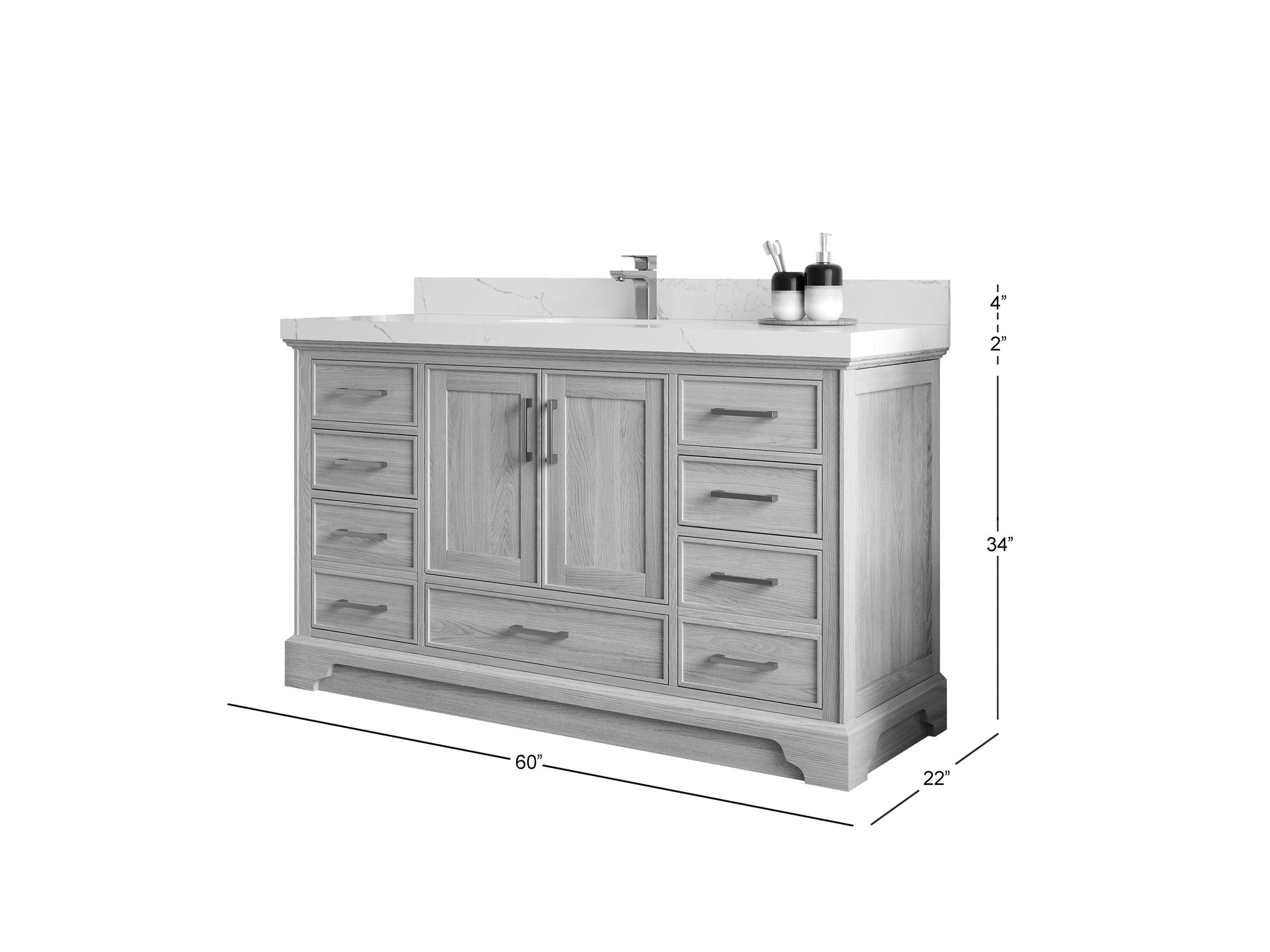 Charlotte White Oak 60 in. W x 22 in. D Single Sink Bathroom Vanity