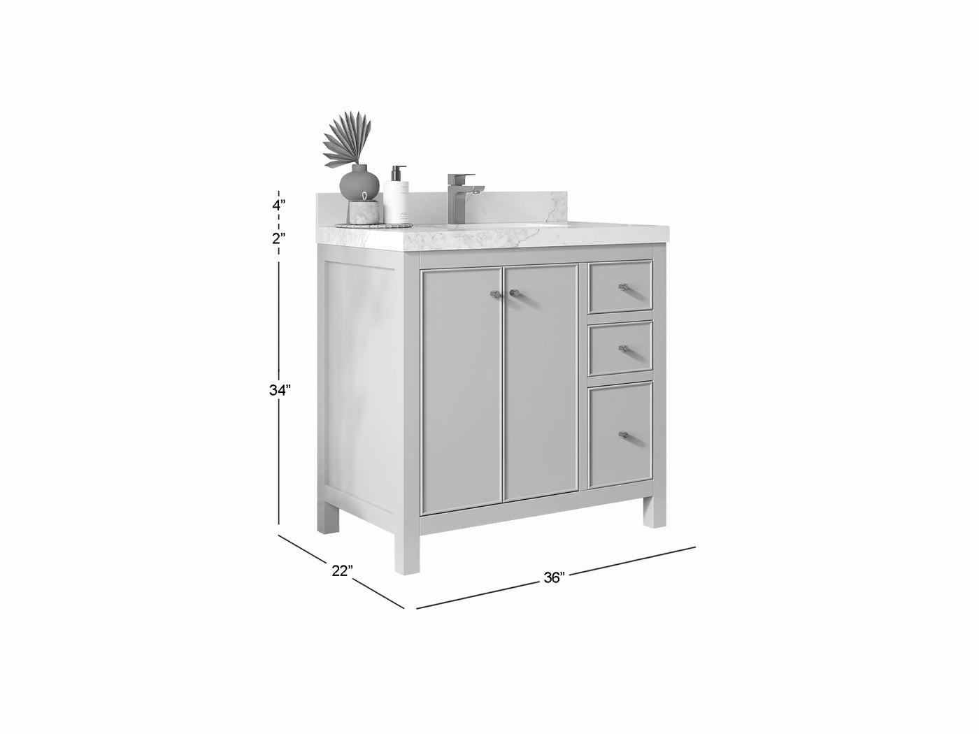 Chicago 36 in. W x 22 in. D Center Sink Bathroom Vanity