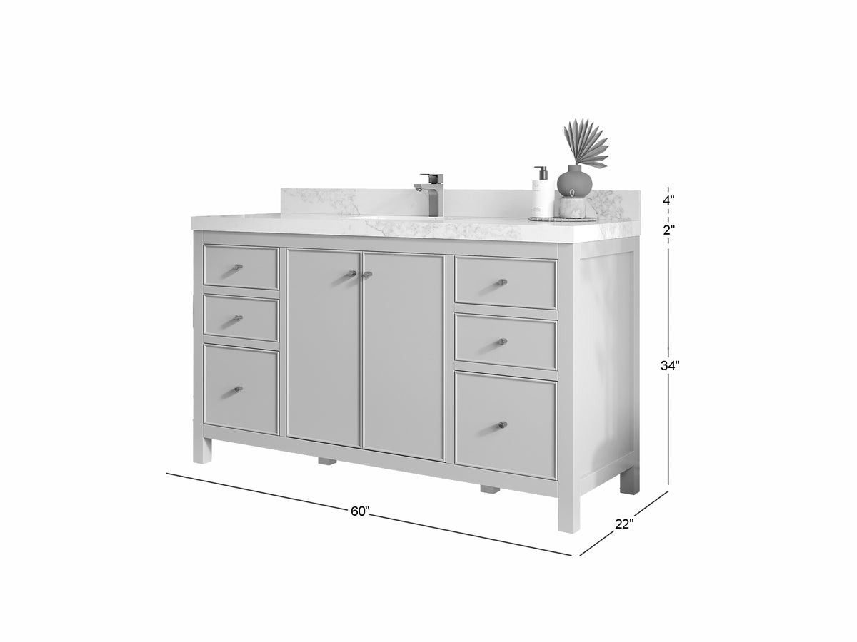 Chicago 60 in. W x 22 in. D Single Sink Bathroom Vanity