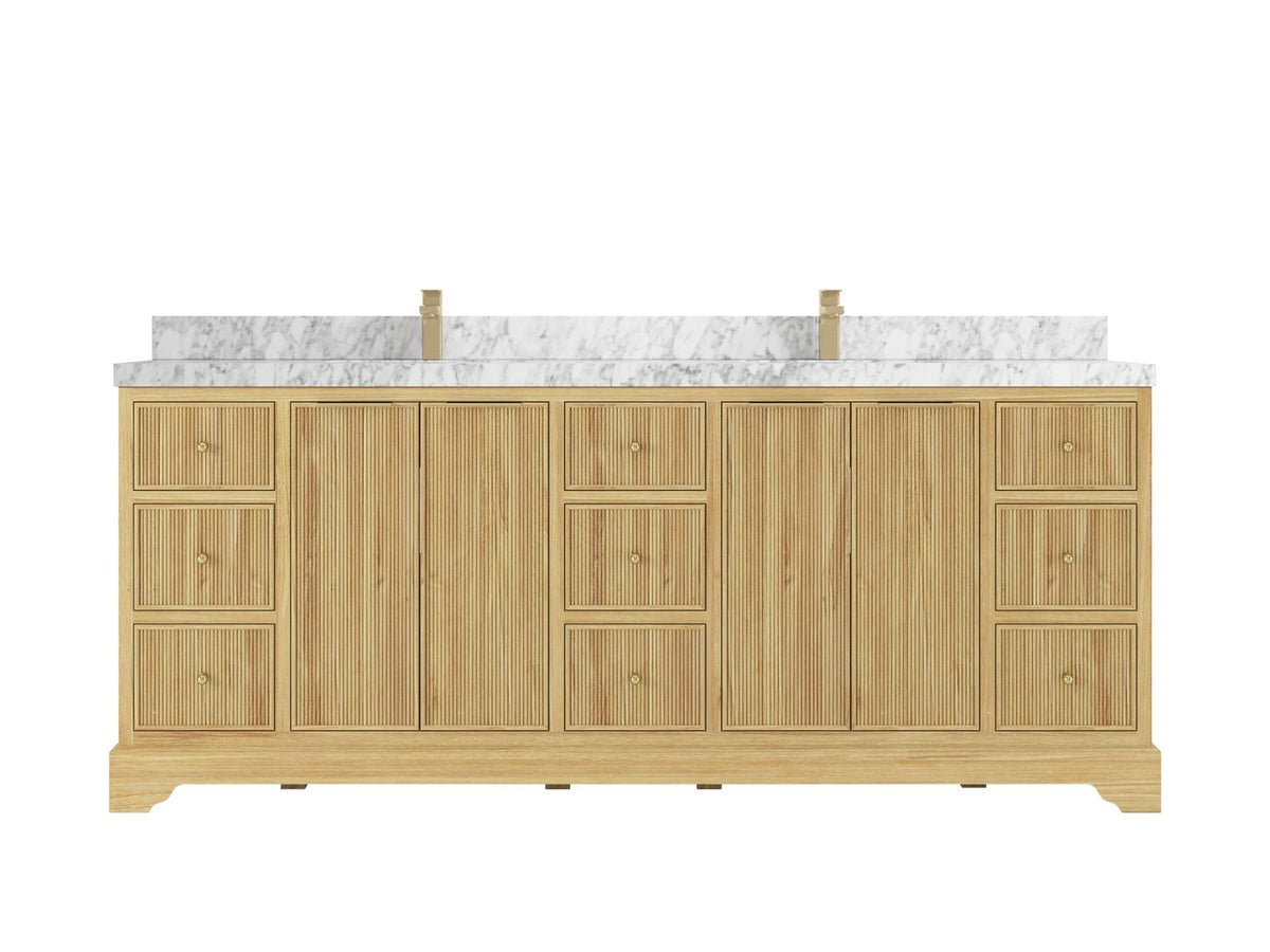 Austin Teak Wood 84 in. W x 22 in. D Double Sink Bathroom Vanity