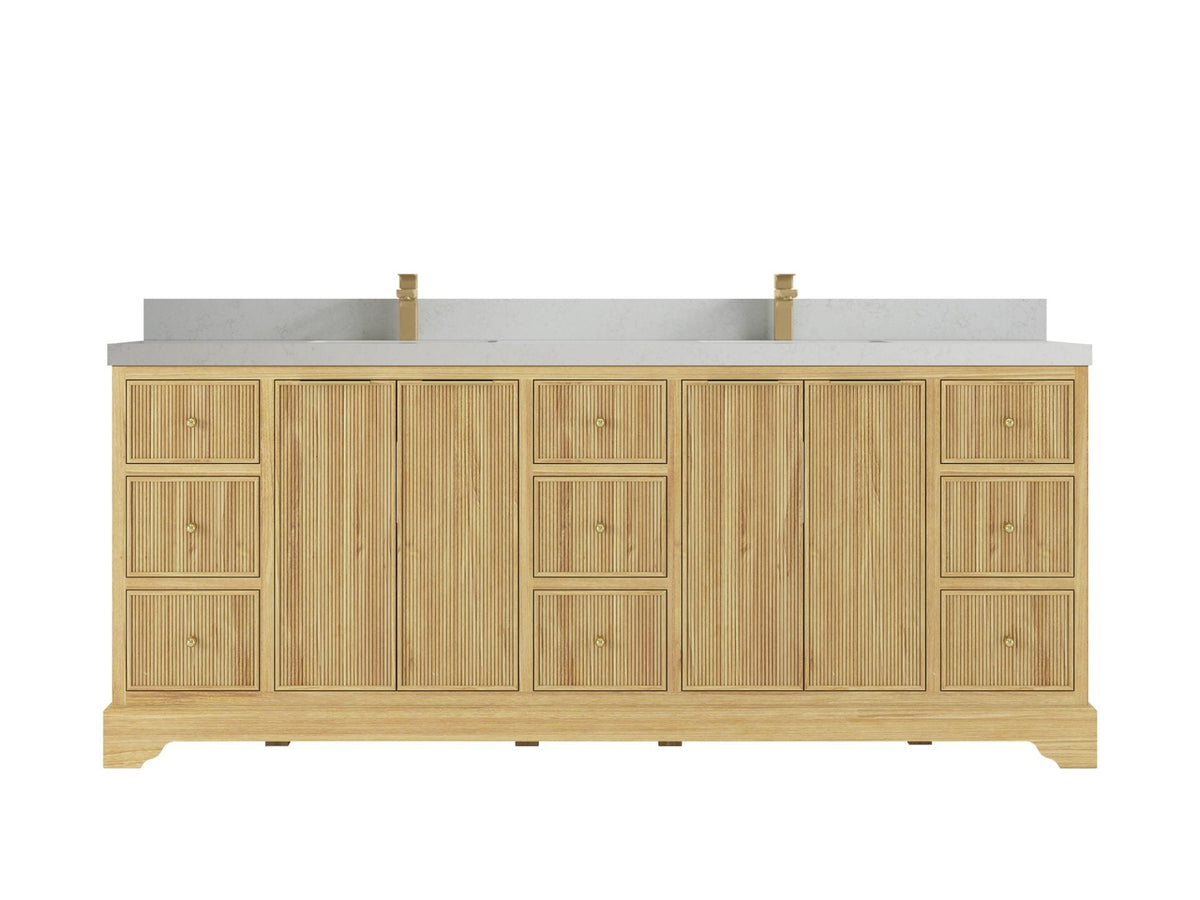 Austin Teak Wood 84 in. W x 22 in. D Double Sink Bathroom Vanity