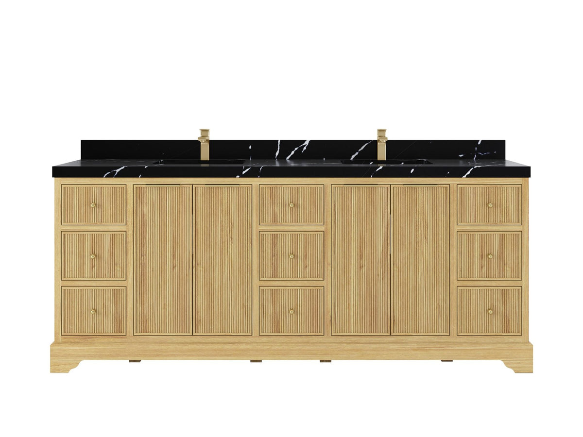 Austin Teak Wood 84 in. W x 22 in. D Double Sink Bathroom Vanity