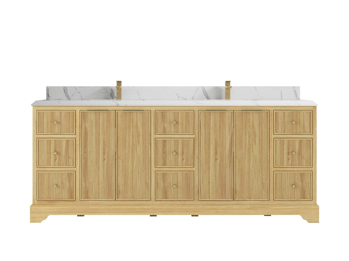Austin Teak Wood 84 in. W x 22 in. D Double Sink Bathroom Vanity