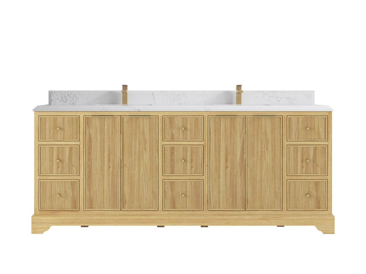 Austin Teak Wood 84 in. W x 22 in. D Double Sink Bathroom Vanity