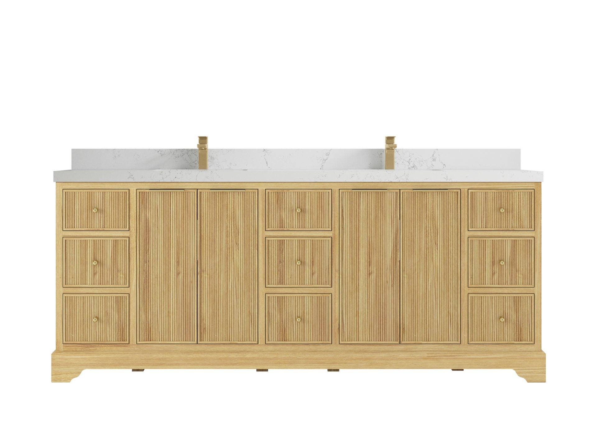 Austin Teak Wood 84 in. W x 22 in. D Double Sink Bathroom Vanity