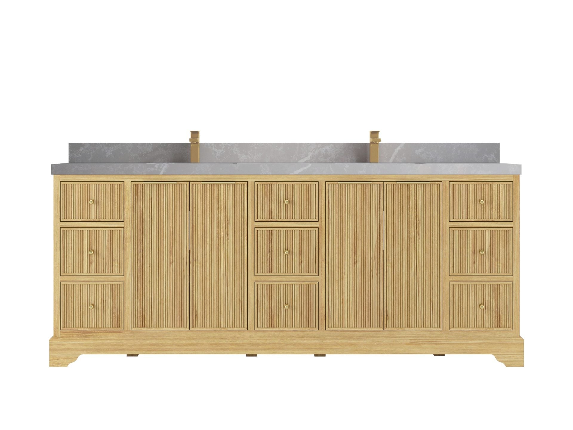 Austin Teak Wood 84 in. W x 22 in. D Double Sink Bathroom Vanity