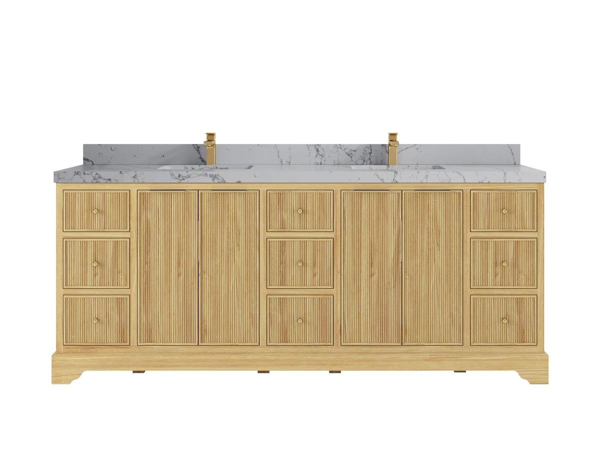 Austin Teak Wood 84 in. W x 22 in. D Double Sink Bathroom Vanity