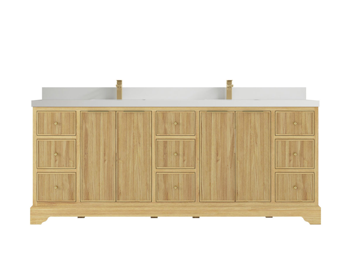Austin Teak Wood 84 in. W x 22 in. D Double Sink Bathroom Vanity