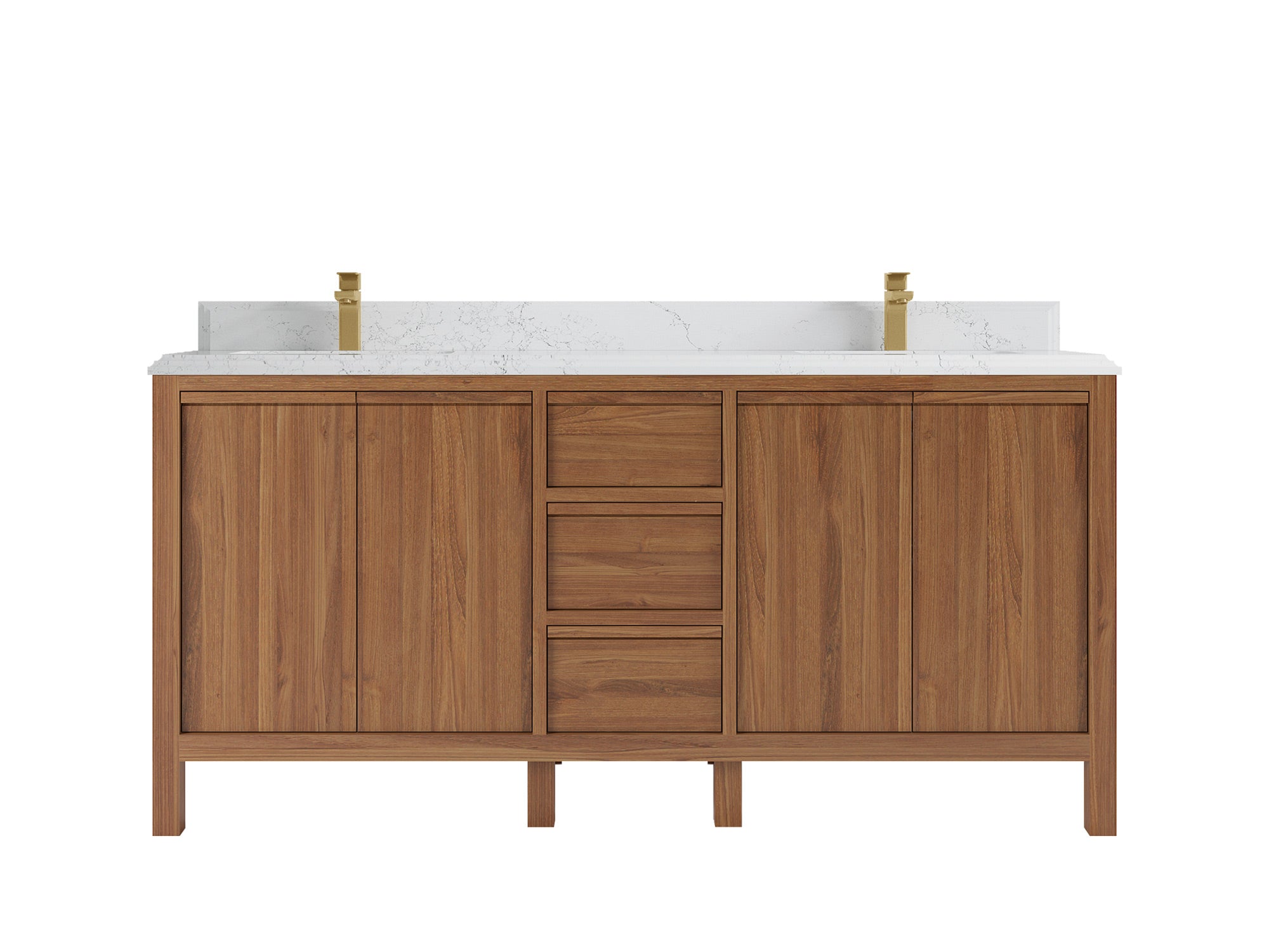Elizabeth Teak 72 in. W x 22 in. D Double Sink Bathroom Vanity in Dark Natural with 1.5 in Double Cove Empira Quartz Countertop