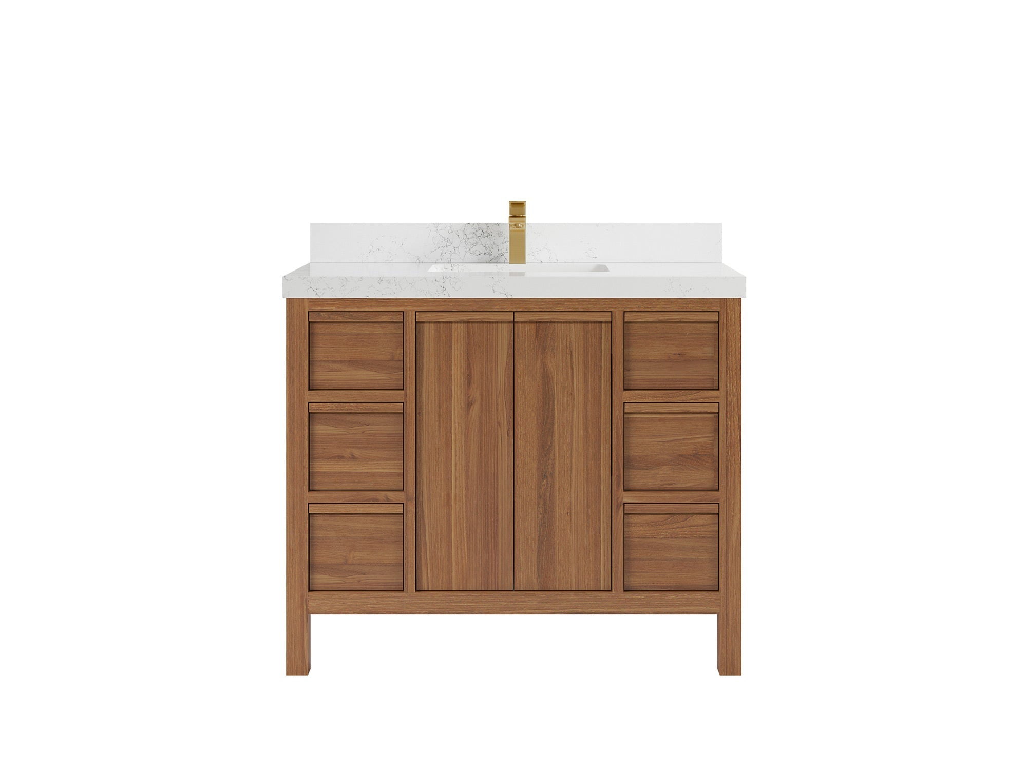 Elizabeth Teak 42 in. W x 22 in. D Single Sink Bathroom Vanity in Dark Natural with 2 in Empira Quartz Countertop