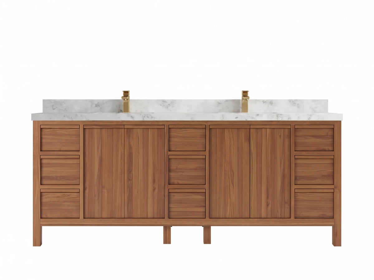 Elizabeth Teak Wood 84 in. W x 22 in. D Double Sink Bathroom Vanity