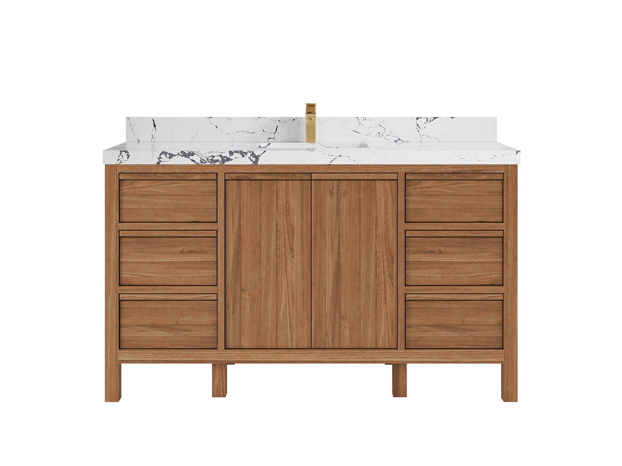Elizabeth Teak 60 in. W x 22 in. D Single Sink Bathroom Vanity in Dark Natural with 2 in Viola Night Quartz Countertop