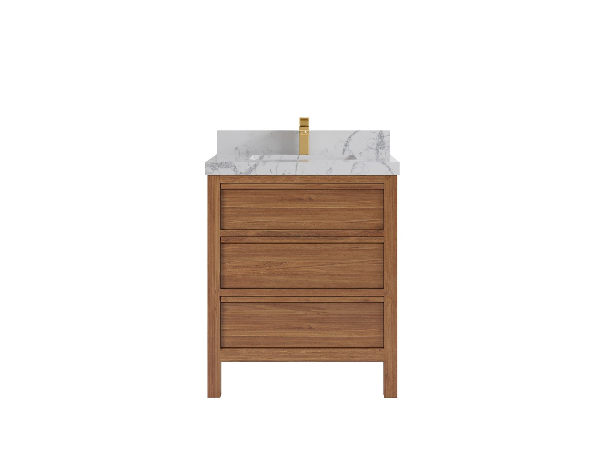 Elizabeth Teak 30 in. W x 22 in. D Single Sink Bathroom Vanity in Dark Natural with 2 in Venatino Quartz Countertop
