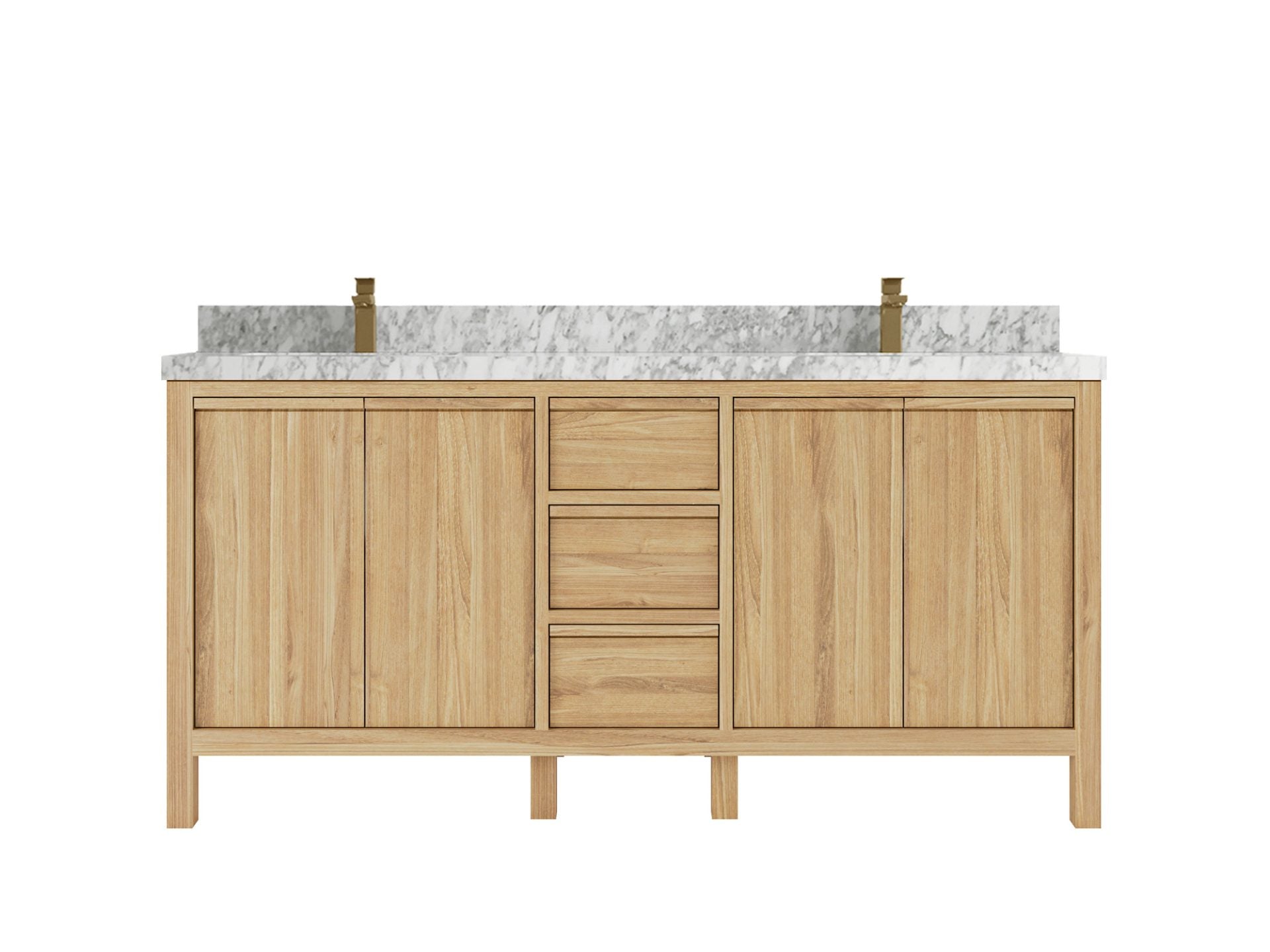 Elizabeth Teak 72 in. W x 22 in. D Double Sink Bathroom Vanity in Light Natural with 2 in Carrara Marble Countertop
