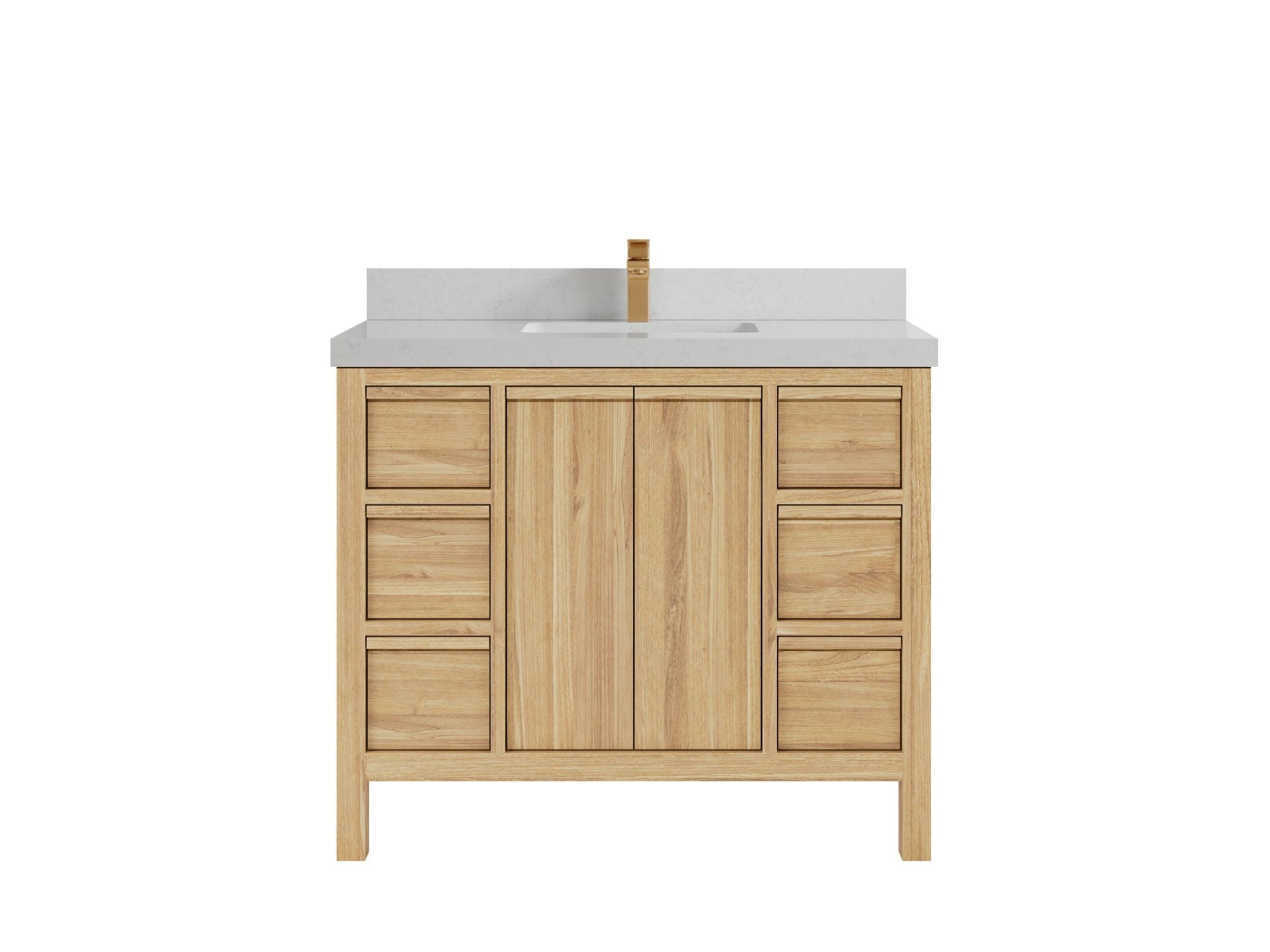 Elizabeth Teak 42 in. W x 22 in. D Single Sink Bathroom Vanity in Light Natural with 2 in Carrara Quartz Countertop