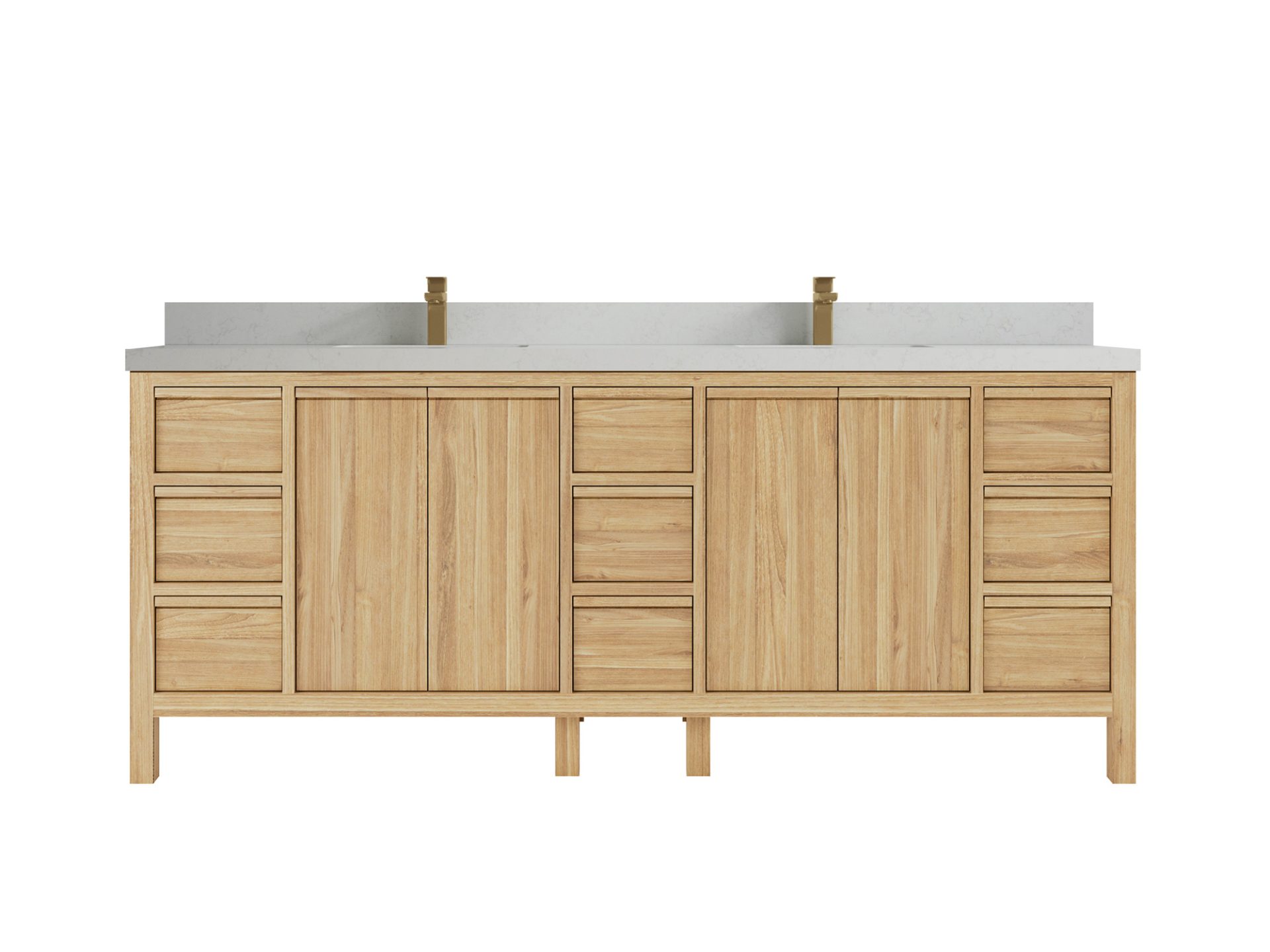Elizabeth Teak 84 in. W x 22 in. D Double Sink Bathroom Vanity in Light Natural with 2 in Carrara Quartz Countertop