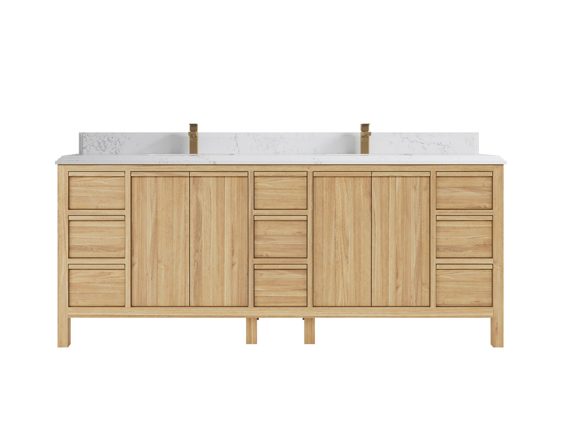 Elizabeth Teak 84 in. W x 22 in. D Double Sink Bathroom Vanity in Light Natural with 1.5 in Double Cove Empira Quartz Countertop