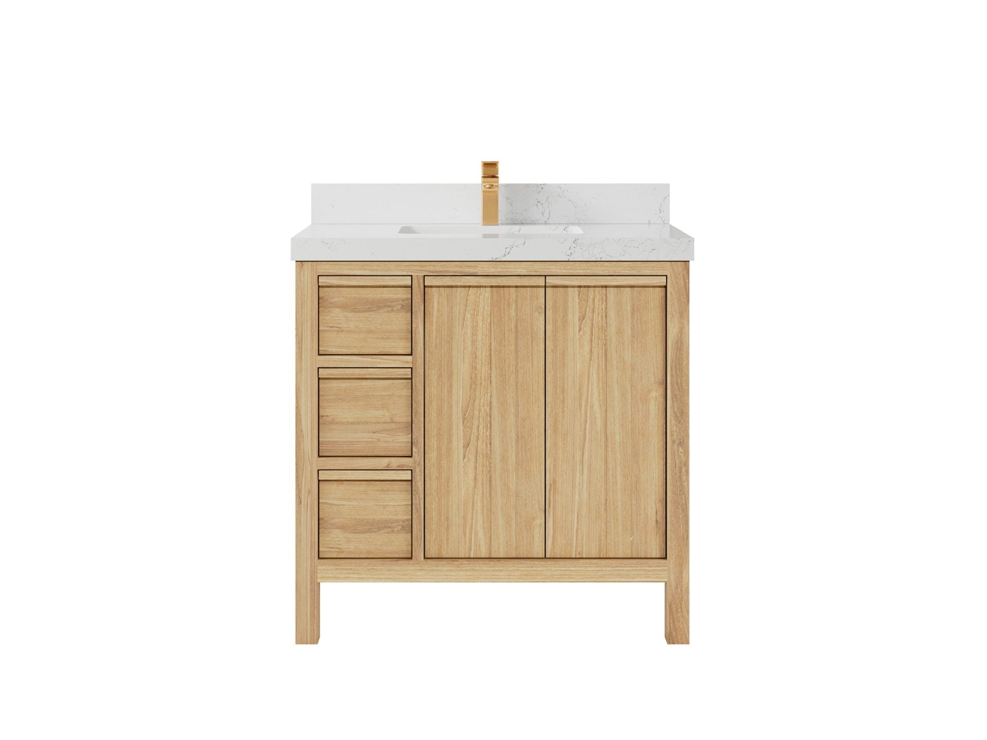 Elizabeth Teak 36 Right Offset in. W x 22 in. D Center Sink Bathroom Vanity in Light Natural with 2 in Empira Quartz Countertop