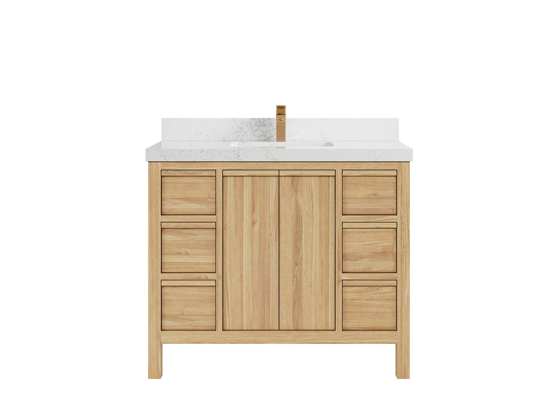 Elizabeth Teak 42 in. W x 22 in. D Single Sink Bathroom Vanity in Light Natural with 2 in Empira Quartz Countertop