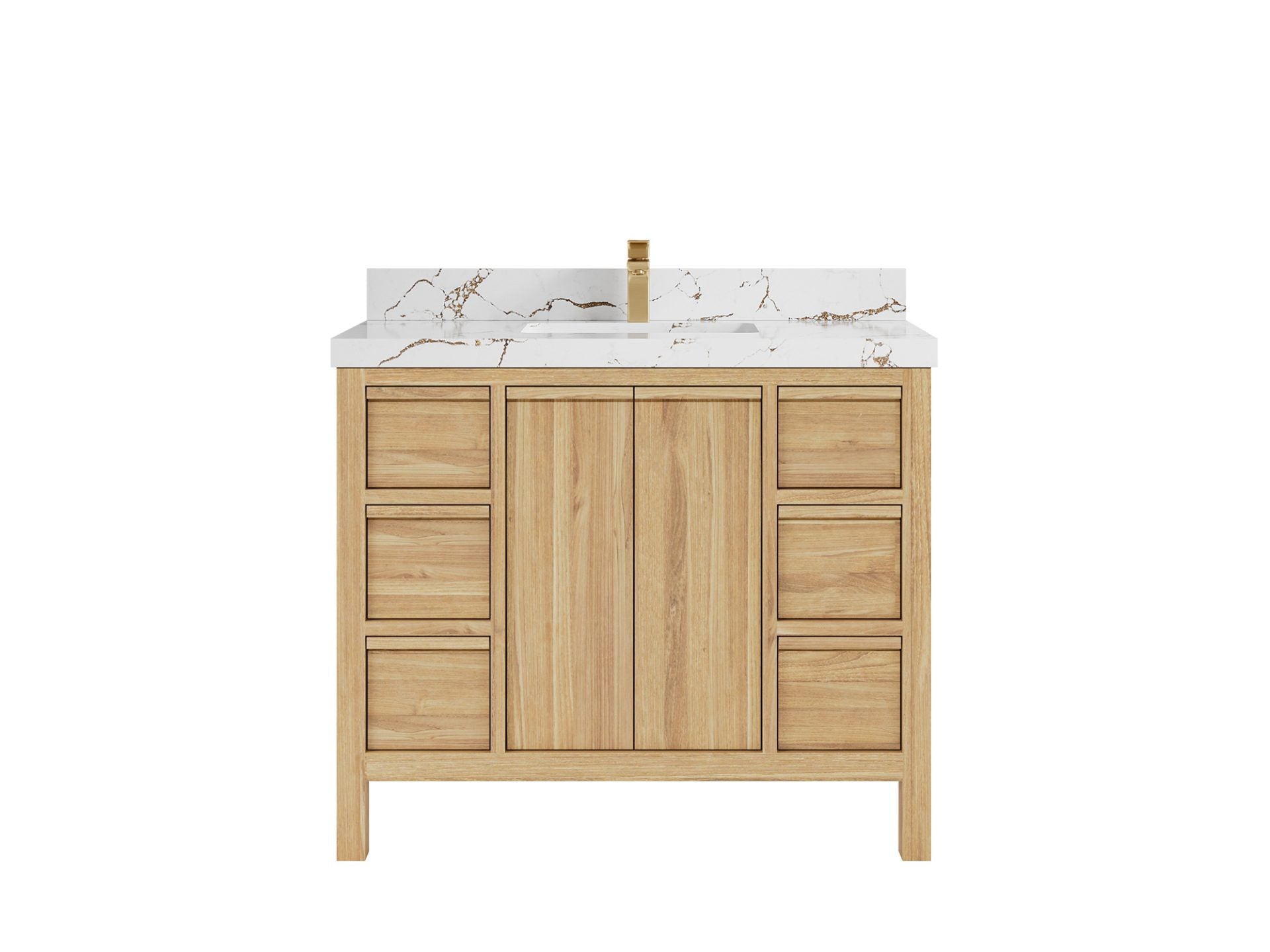Elizabeth Teak 42 in. W x 22 in. D Single Sink Bathroom Vanity in Light Natural with 2 in Viola Brown Quartz Countertop