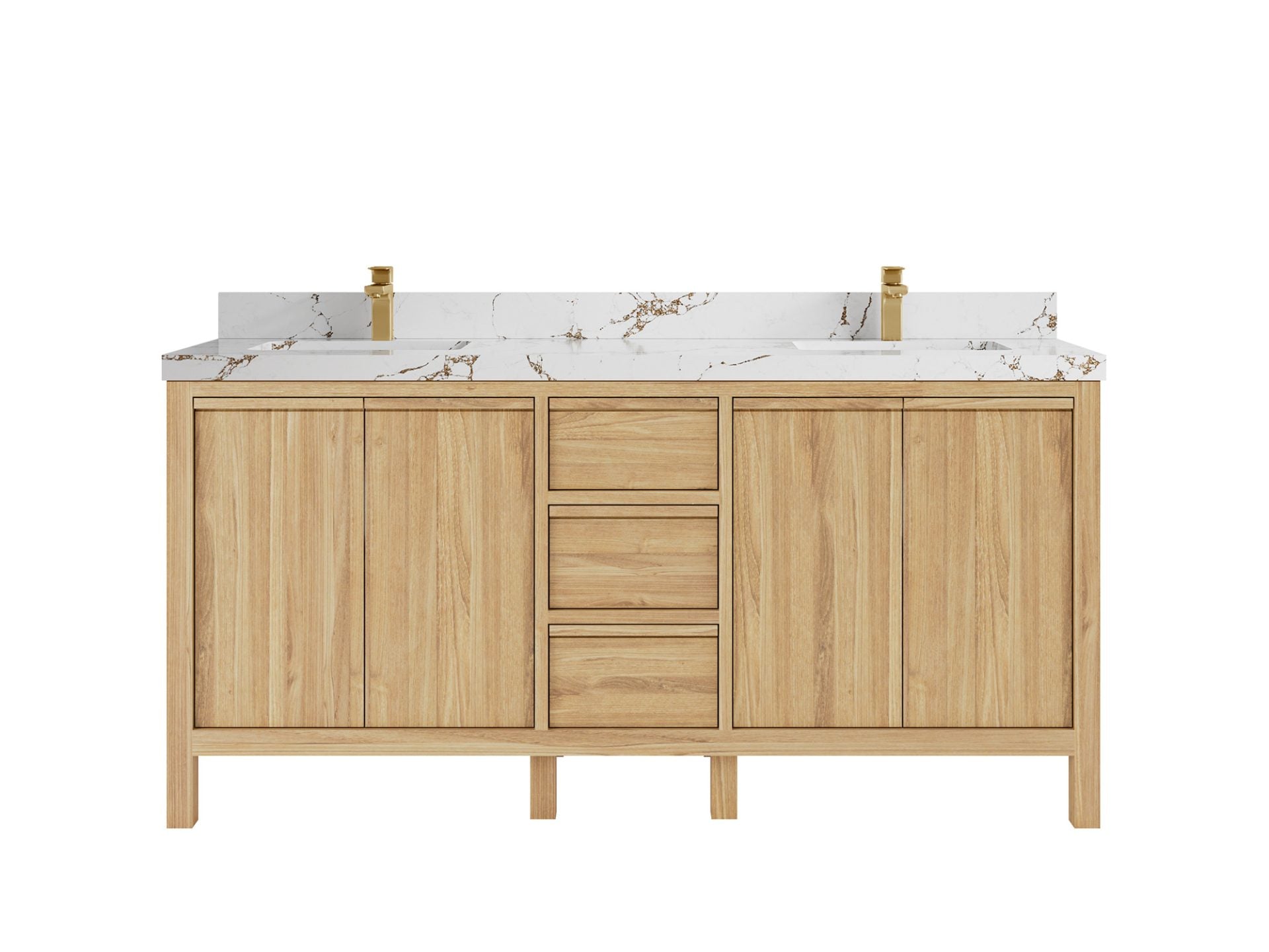 Elizabeth Teak 72 in. W x 22 in. D Double Sink Bathroom Vanity in Light Natural with 2 in Viola Brown Quartz Countertop