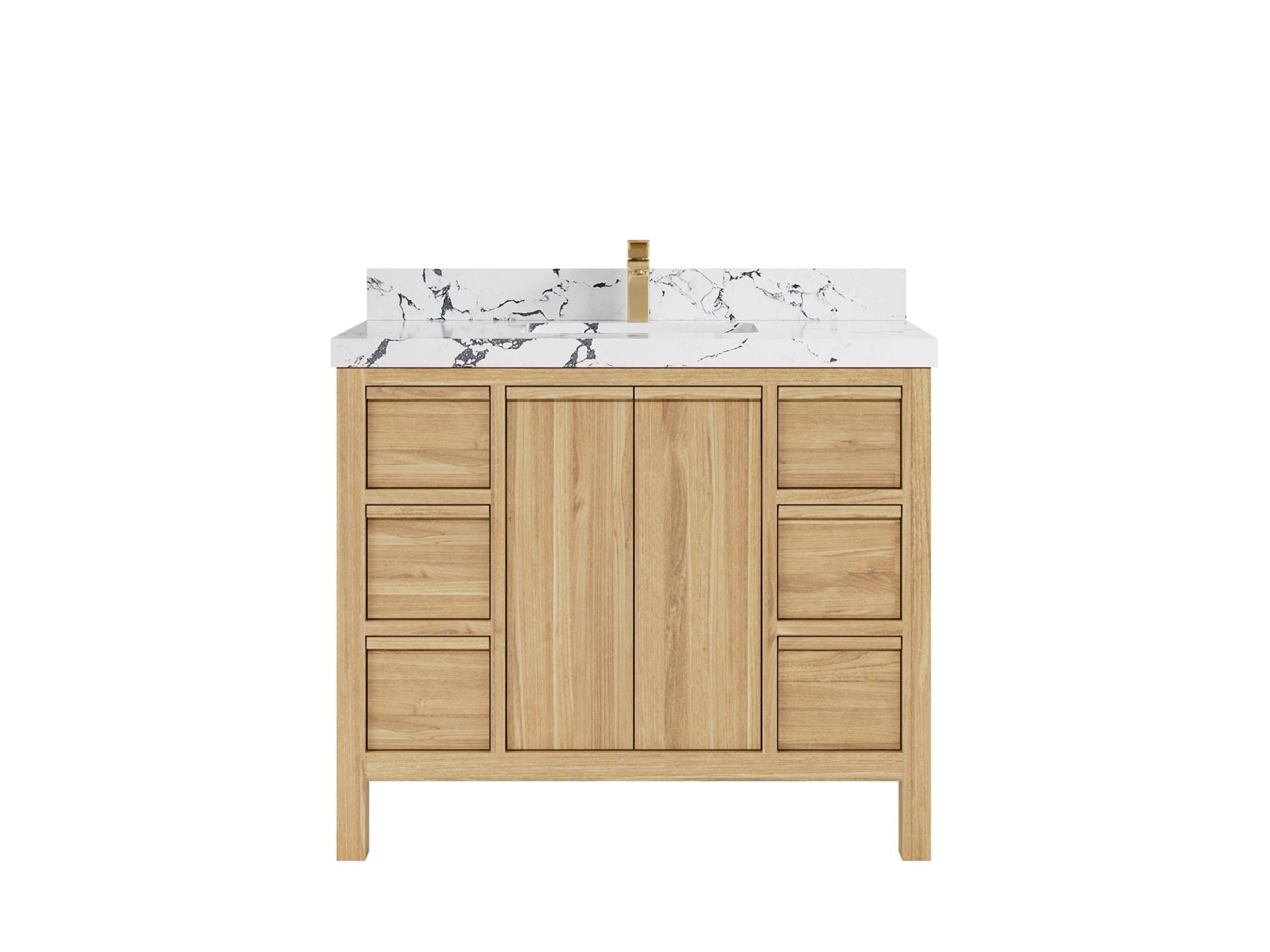 Elizabeth Teak 42 in. W x 22 in. D Single Sink Bathroom Vanity in Light Natural with 2 in Viola Night Quartz Countertop