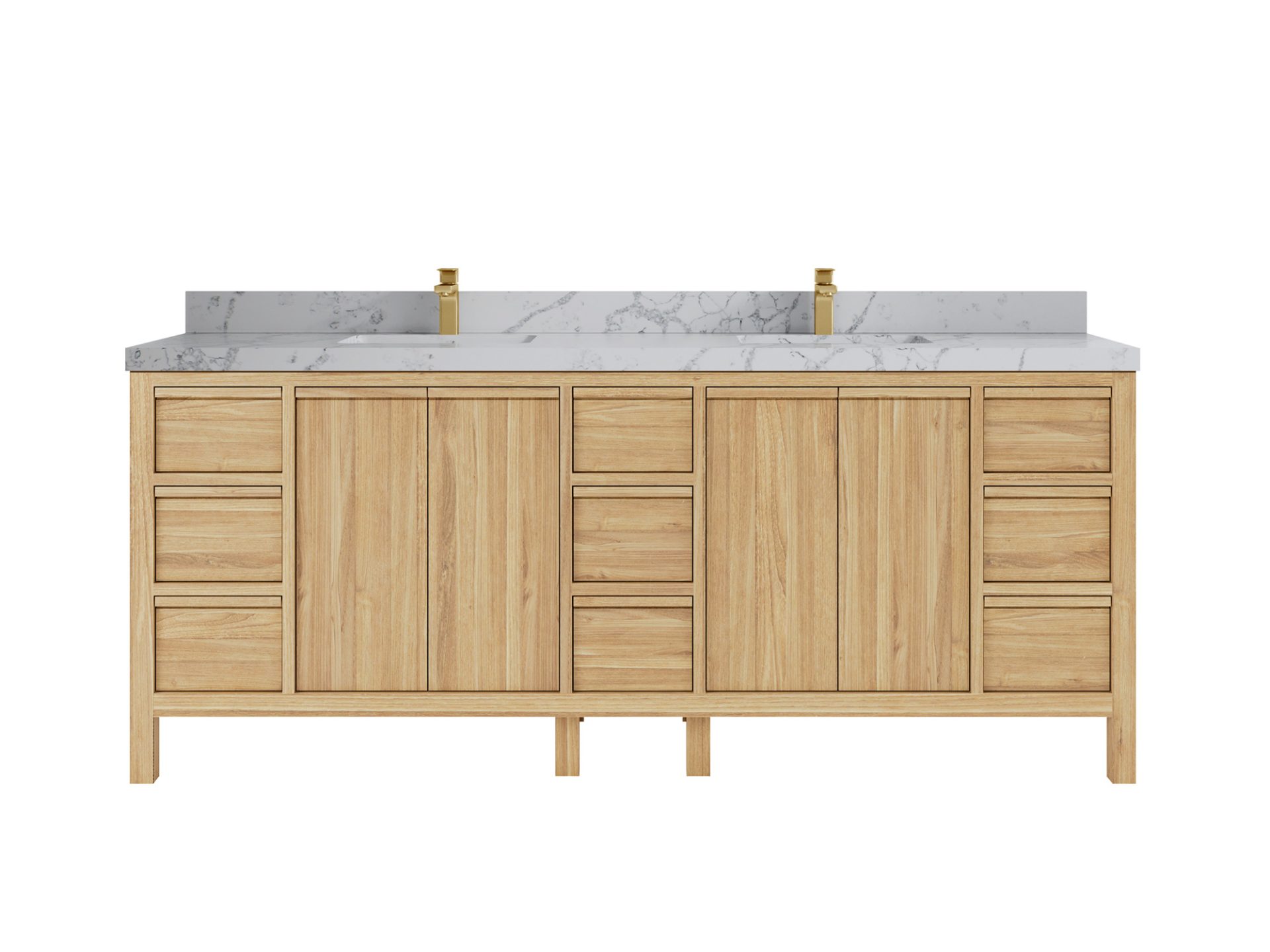 Elizabeth Teak 84 in. W x 22 in. D Double Sink Bathroom Vanity in Light Natural with 2 in Venatino Quartz Countertop