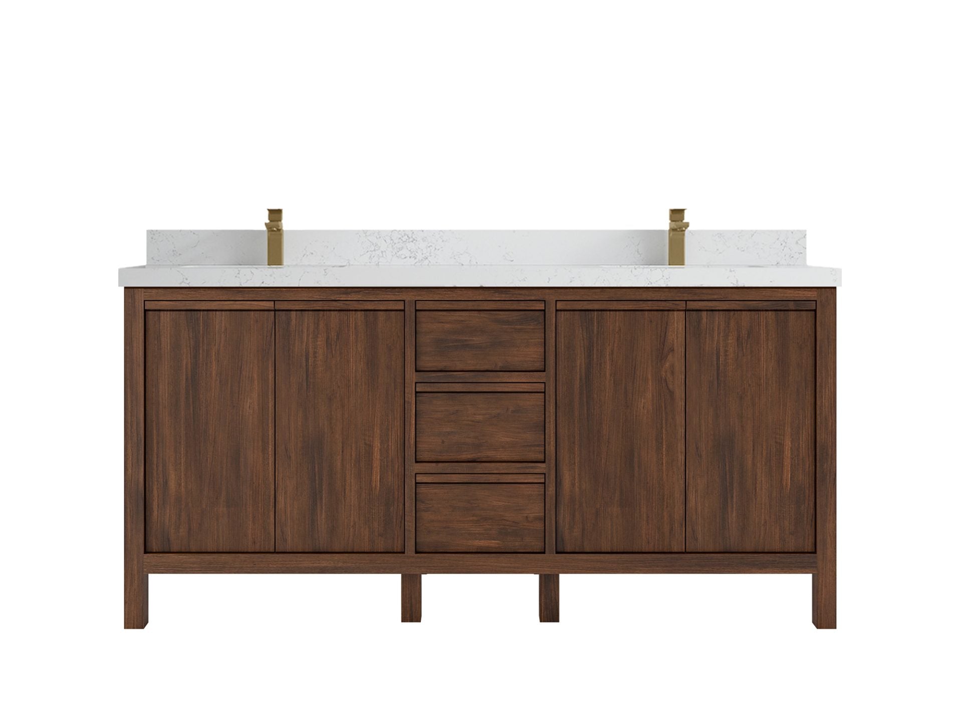 Elizabeth Teak 72 in. W x 22 in. D Double Sink Bathroom Vanity in Dark Walnut with 2 in Empira Quartz Quartz Countertop