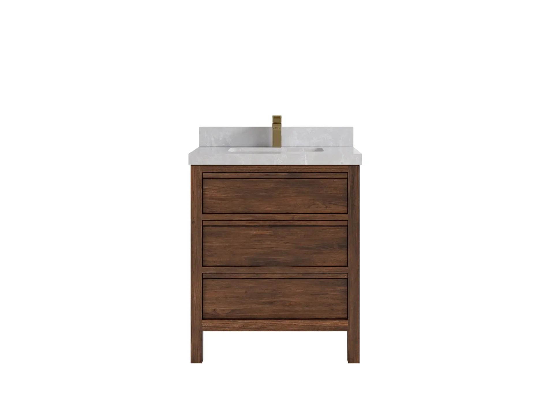 Elizabeth Teak 30 in. W x 22 in. D Single Sink Bathroom Vanity in Dark Walnut with 2 in Pearl Light Gray Quartz Countertop