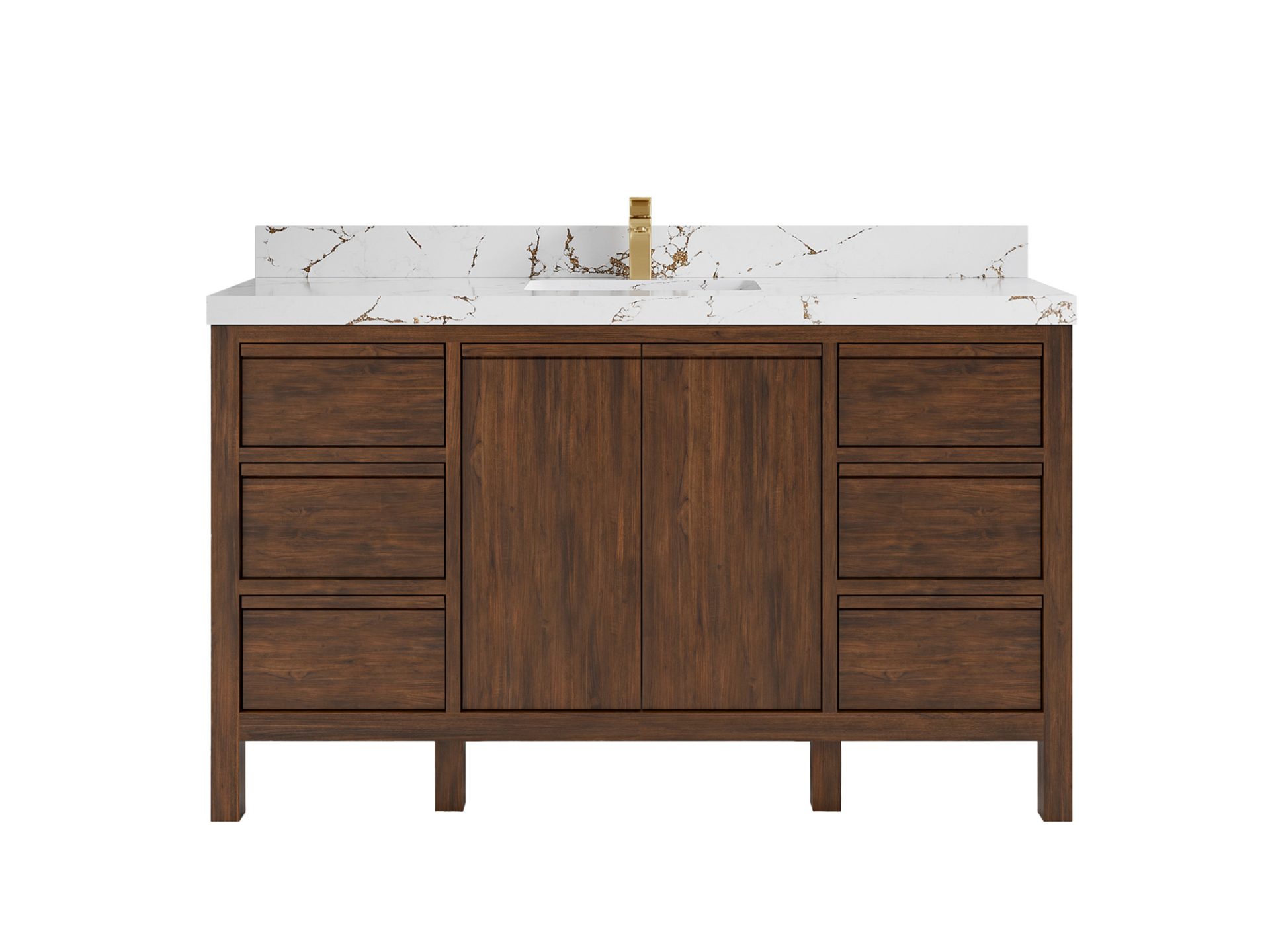 Elizabeth Teak 60 in. W x 22 in. D Single Sink Bathroom Vanity in Dark Walnut with 2 in Viola Brown Quartz Countertop