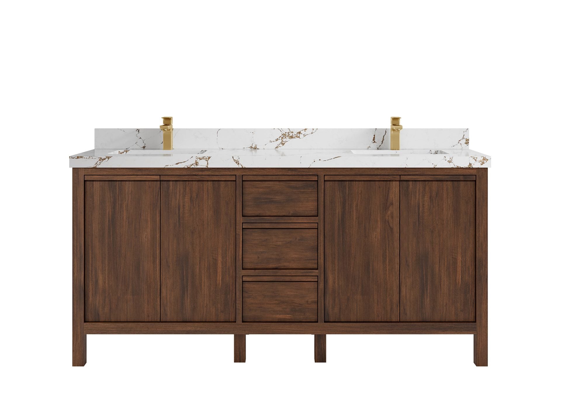 Elizabeth Teak 72 in. W x 22 in. D Double Sink Bathroom Vanity in Dark Walnut with 2 in Viola Brown Quartz Countertop