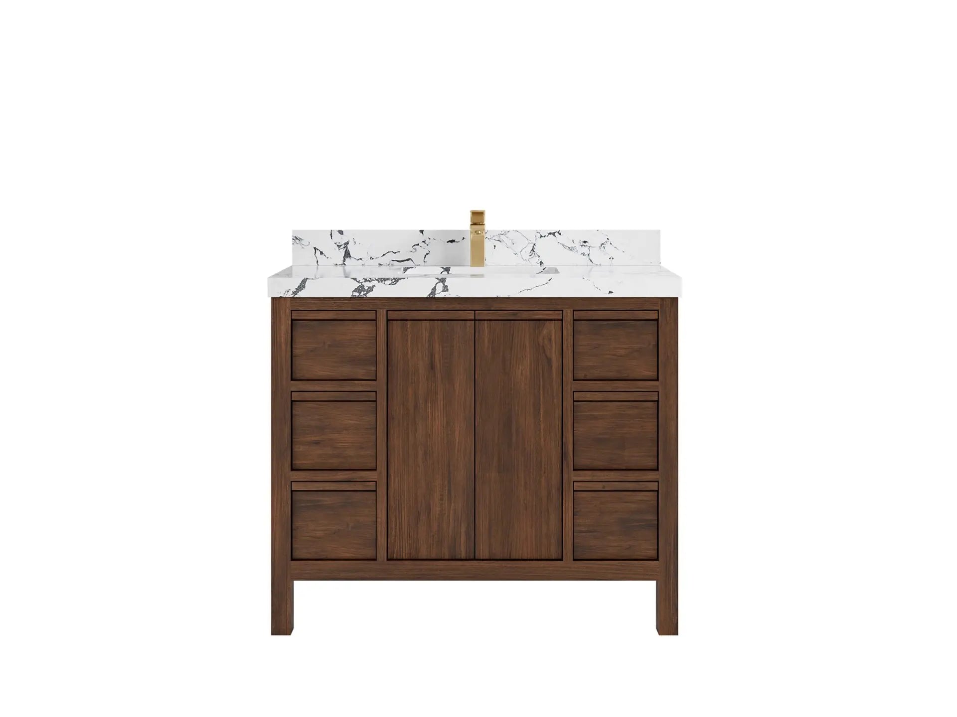 Elizabeth Teak 42 in. W x 22 in. D Single Sink Bathroom Vanity in Dark Walnut with 2 in Viola Night Quartz Countertop