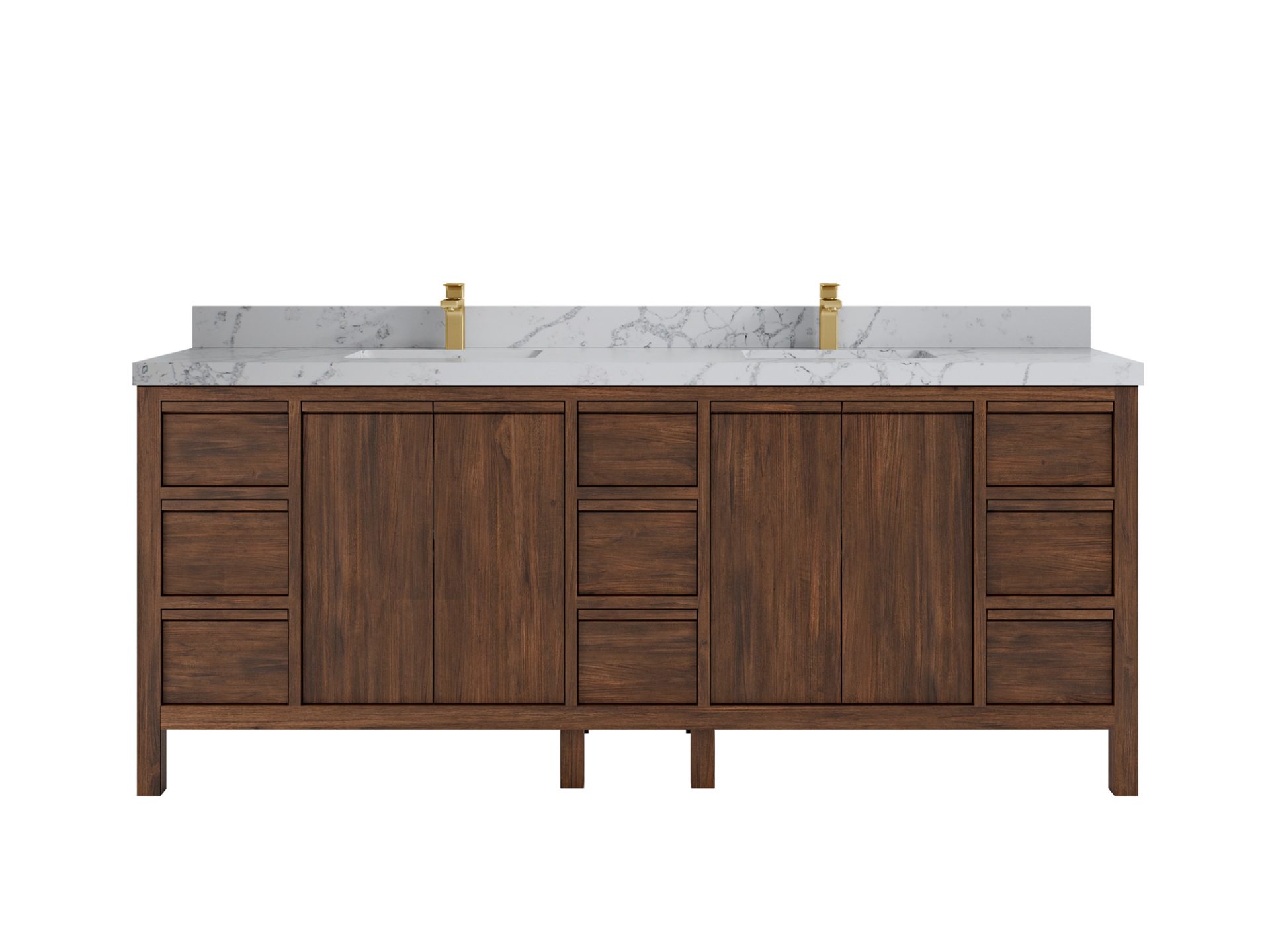 Elizabeth Teak 84 in. W x 22 in. D Double Sink Bathroom Vanity in Dark Walnut with 2 in Venatino Quartz Countertop
