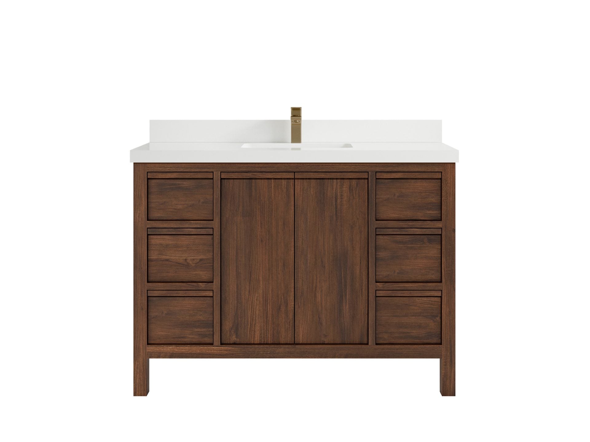 Elizabeth Teak 48 in. W x 22 in. D Single Sink Bathroom Vanity in Dark Walnut with 2 in White Quartz Countertop