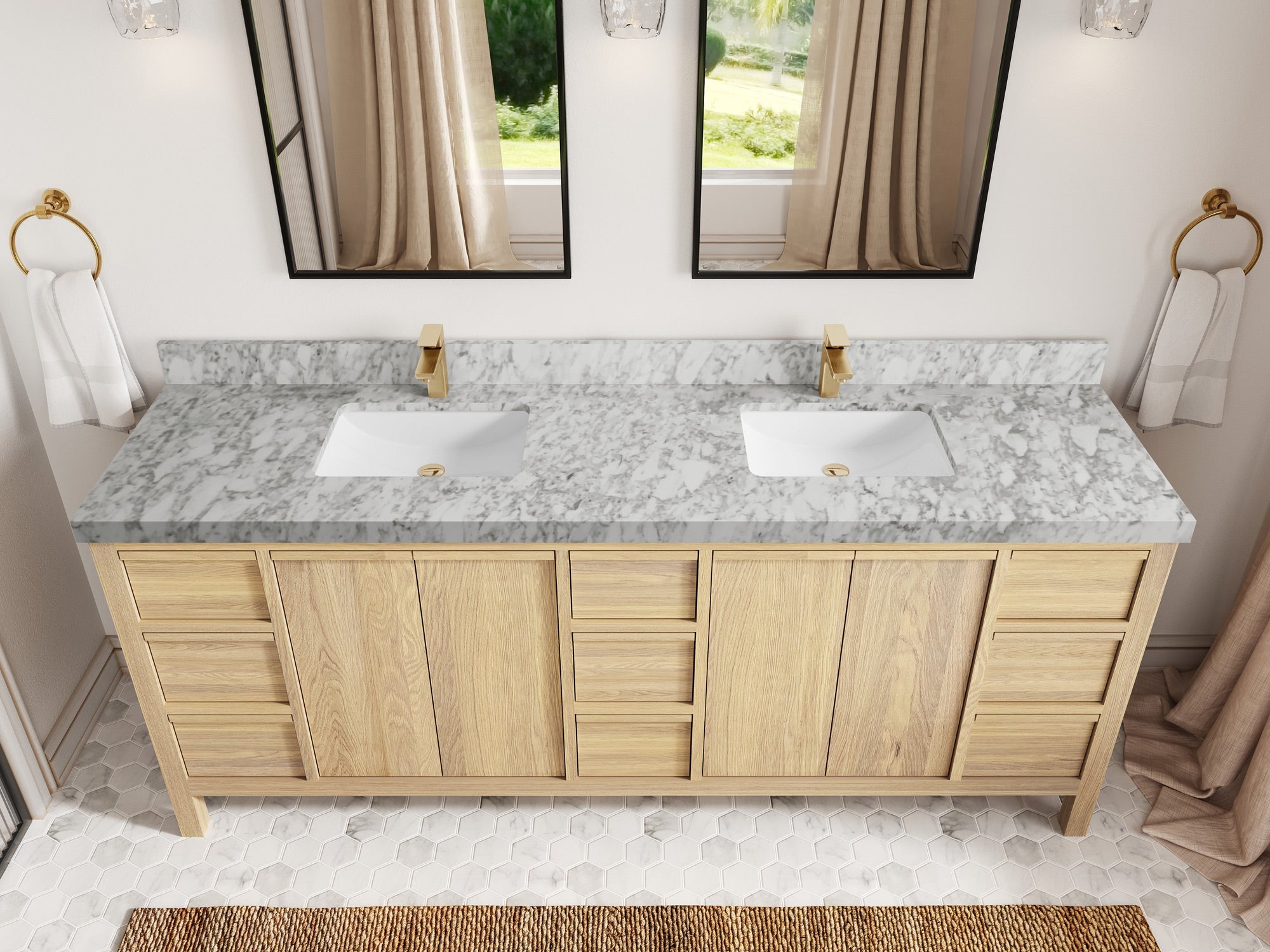 Elizabeth White Oak 84 in. W x 22 in. D Double Sink Bathroom Vanity