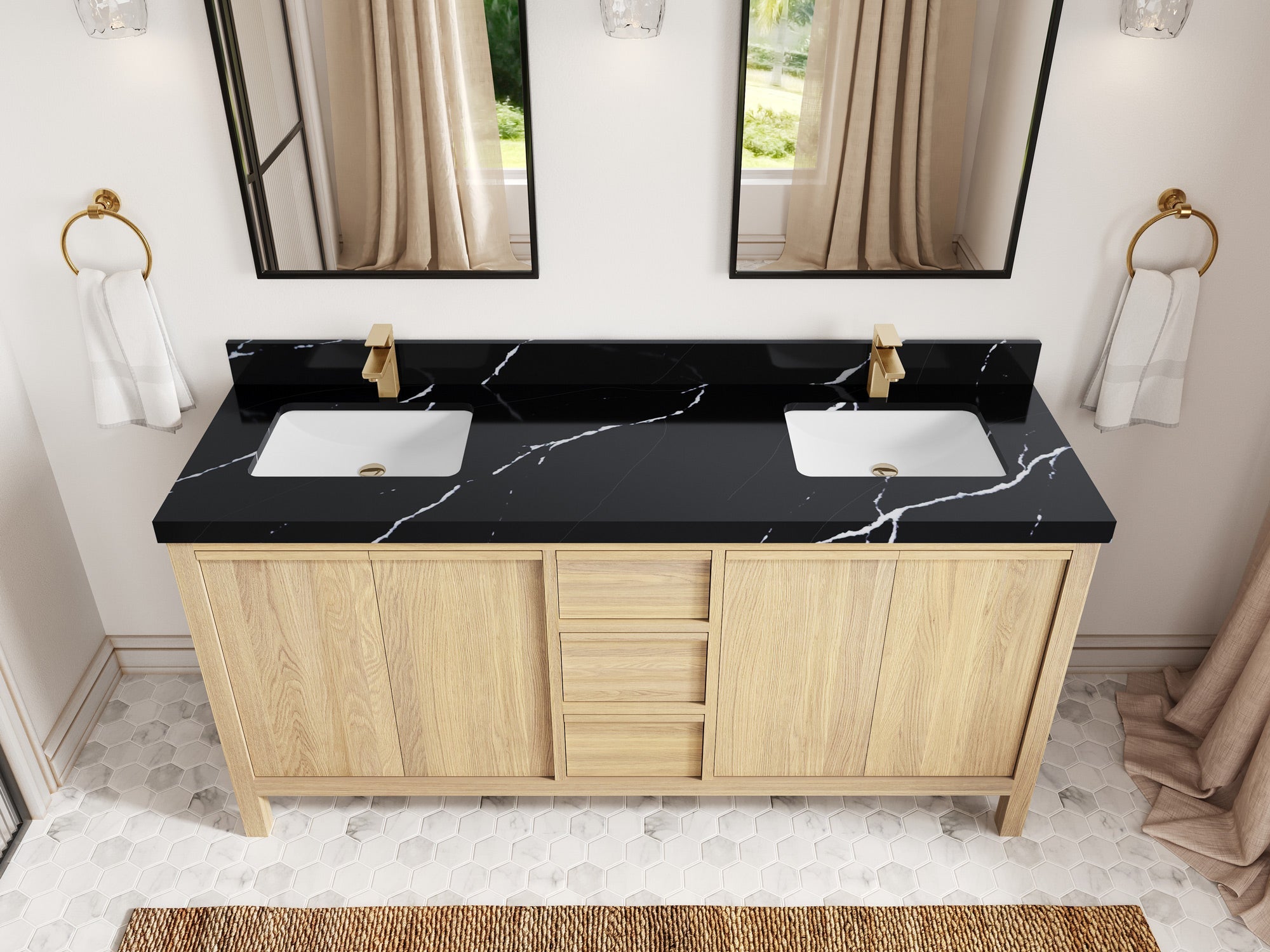 Elizabeth White Oak 72 in. W x 22 in. D Double Sink Bathroom Vanity