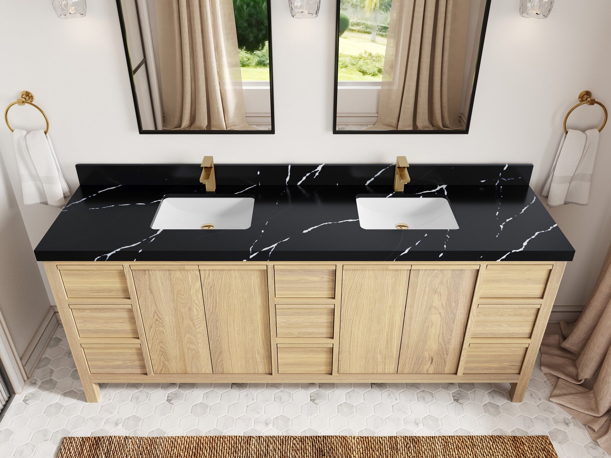 Elizabeth White Oak 84 in. W x 22 in. D Double Sink Bathroom Vanity