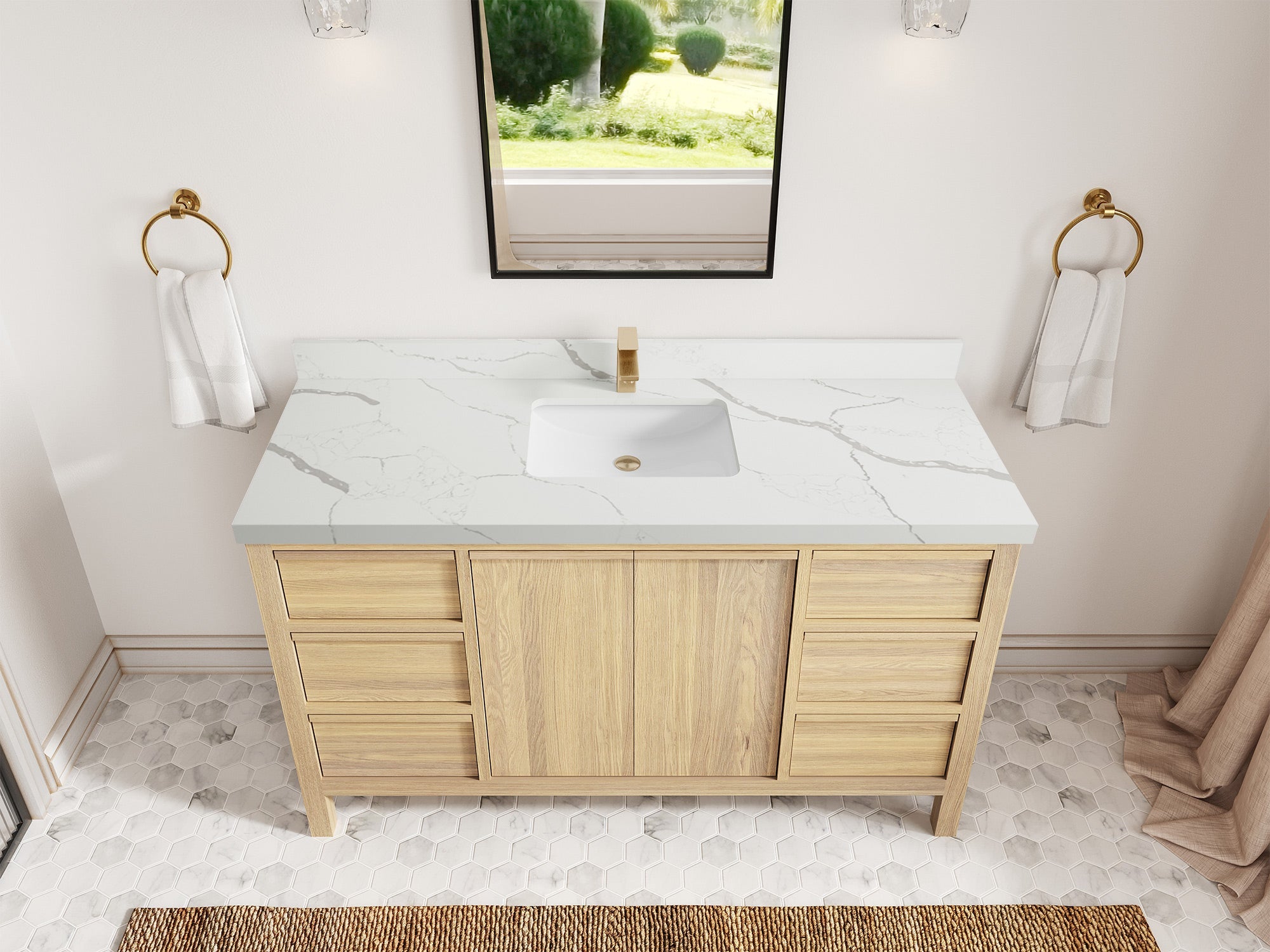Elizabeth White Oak 60 in. W x 22 in. D Single Sink Bathroom Vanity