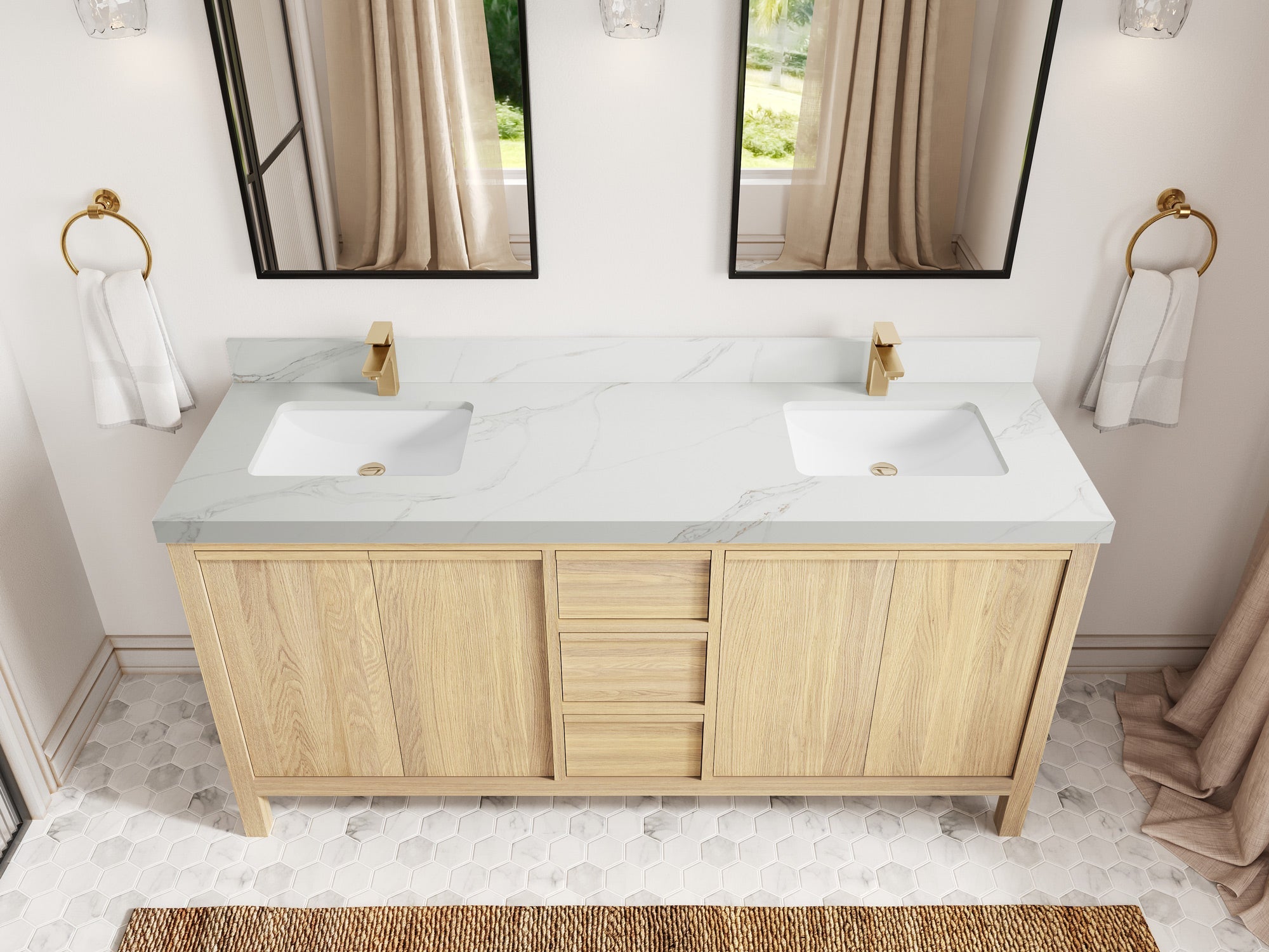 Elizabeth White Oak 72 in. W x 22 in. D Double Sink Bathroom Vanity