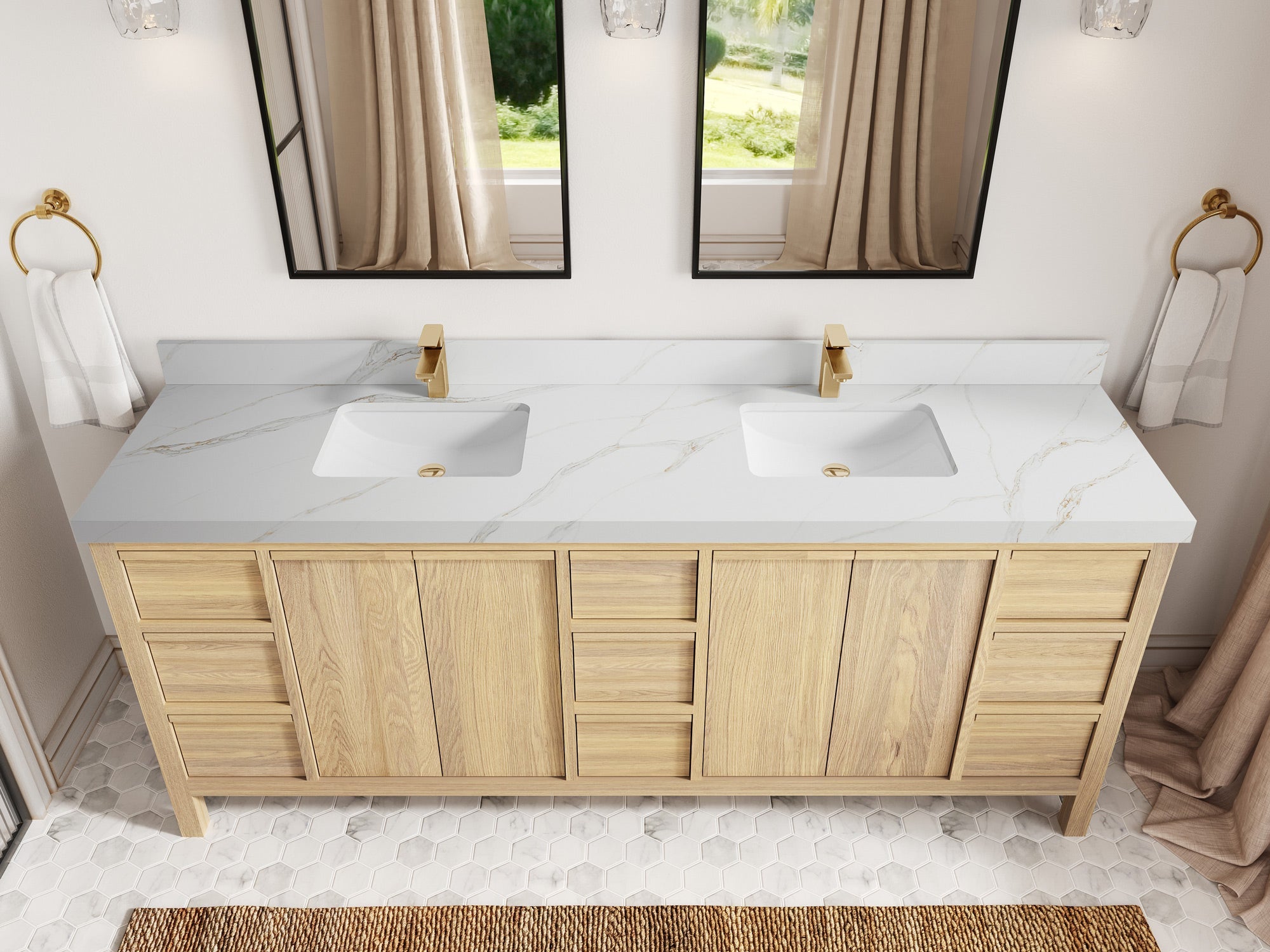Elizabeth White Oak 84 in. W x 22 in. D Double Sink Bathroom Vanity