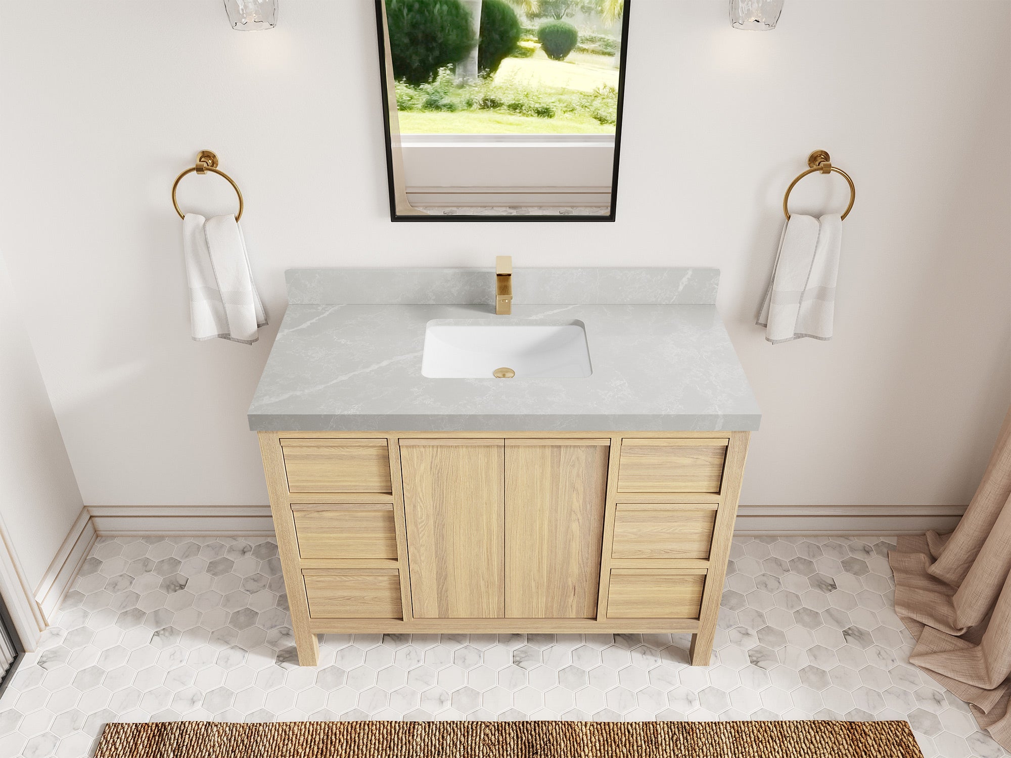 Elizabeth White Oak 48 in. W x 22 in. D Single Sink Bathroom Vanity