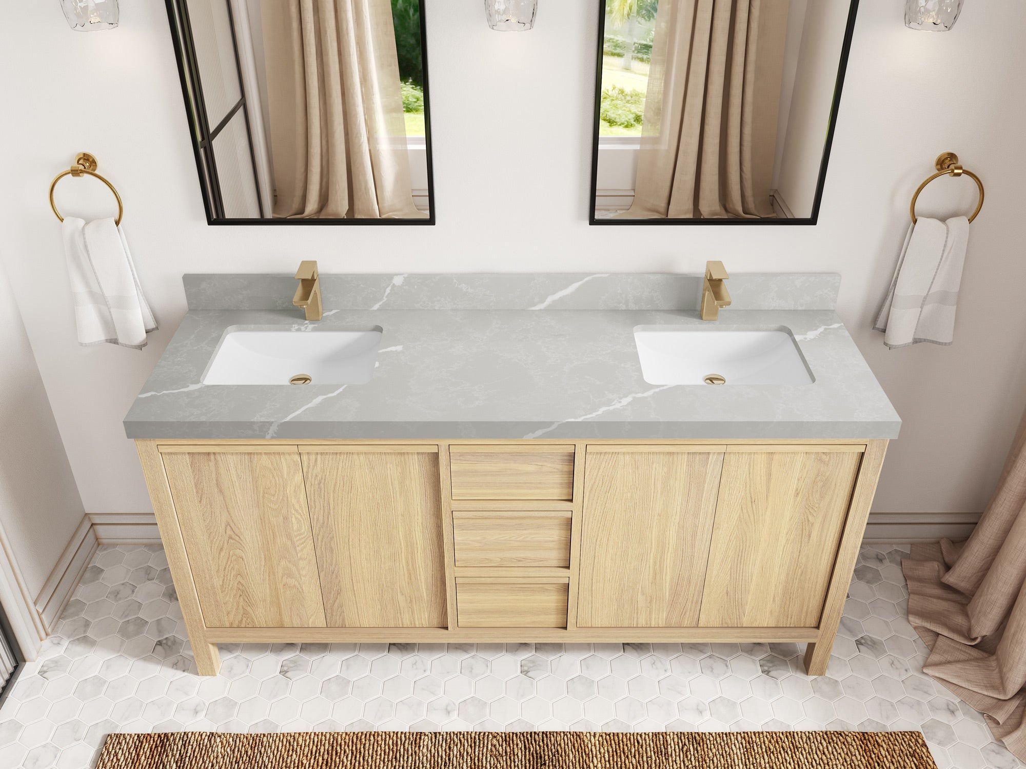 Elizabeth White Oak 72 in. W x 22 in. D Double Sink Bathroom Vanity