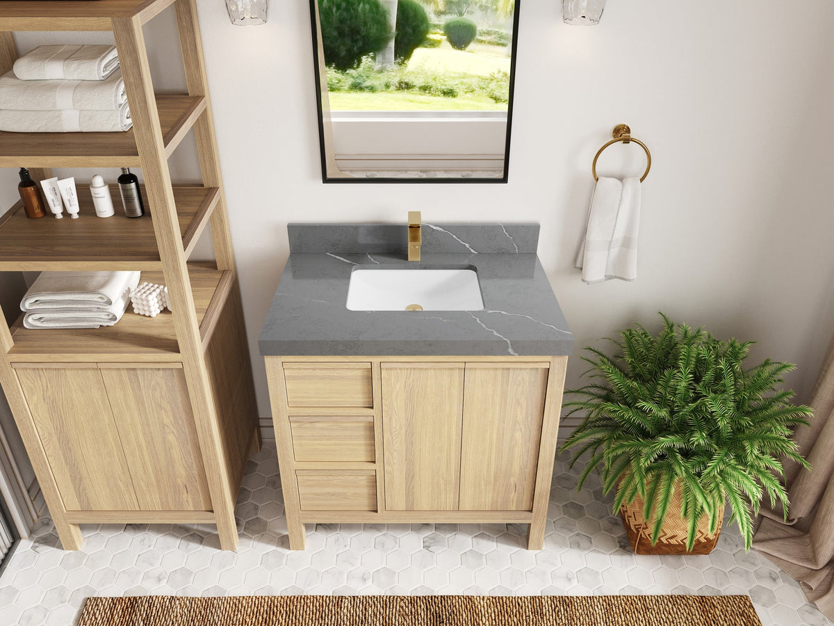 Elizabeth White Oak 36 in. W x 22 in. D Center Sink Bathroom Vanity