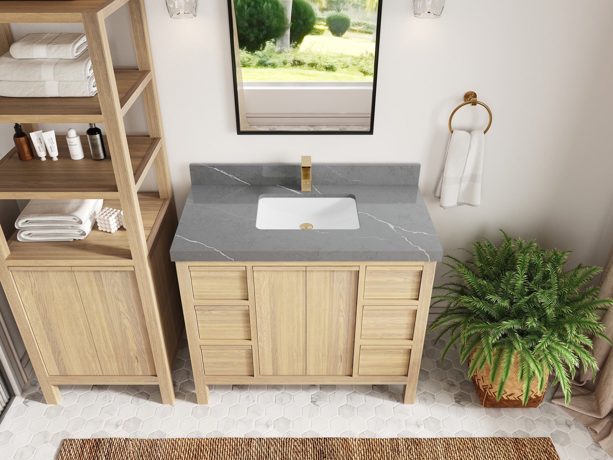 Elizabeth White Oak 42 in. W x 22 in. D Single Sink Bathroom Vanity