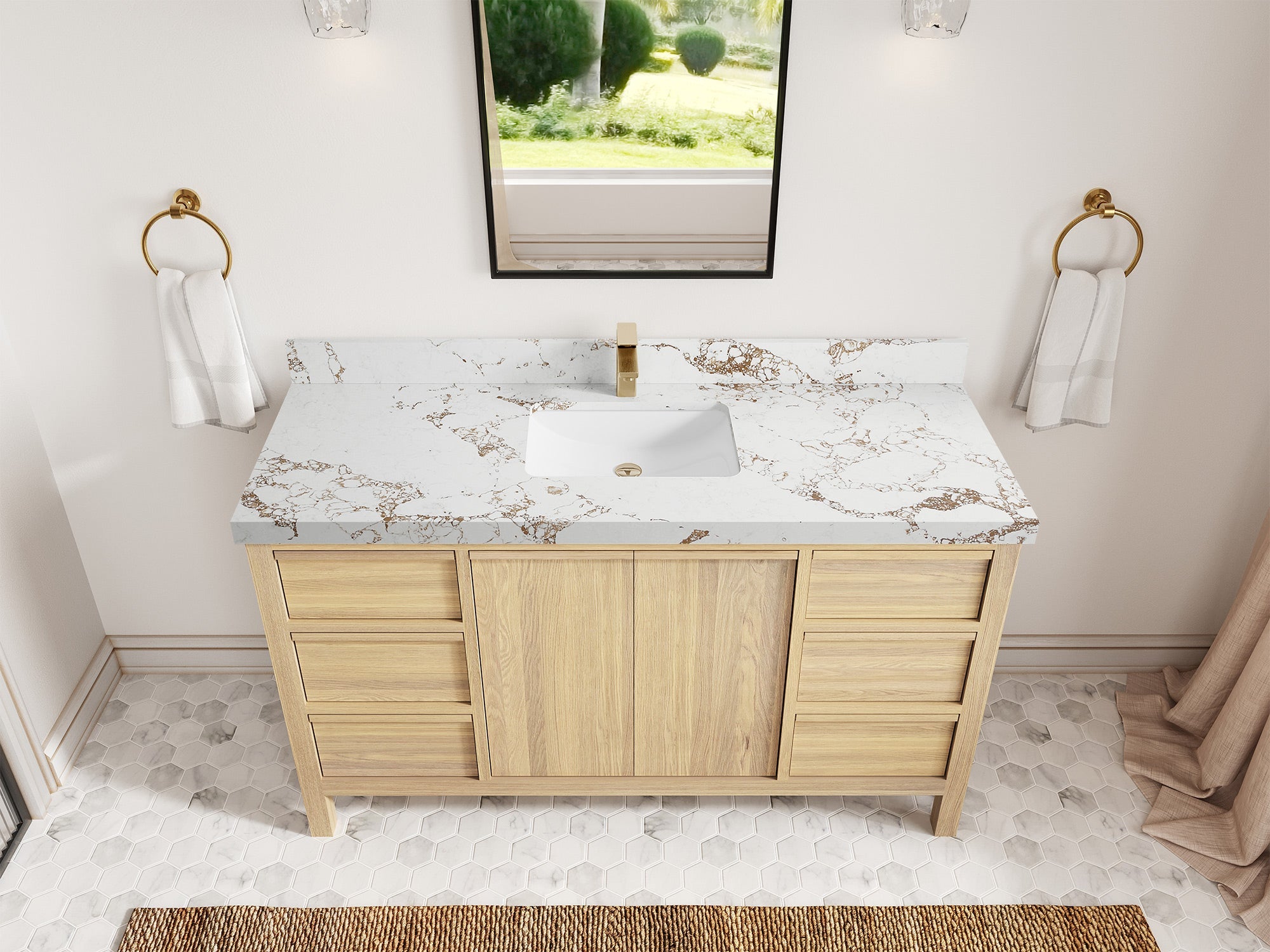Elizabeth White Oak 60 in. W x 22 in. D Single Sink Bathroom Vanity
