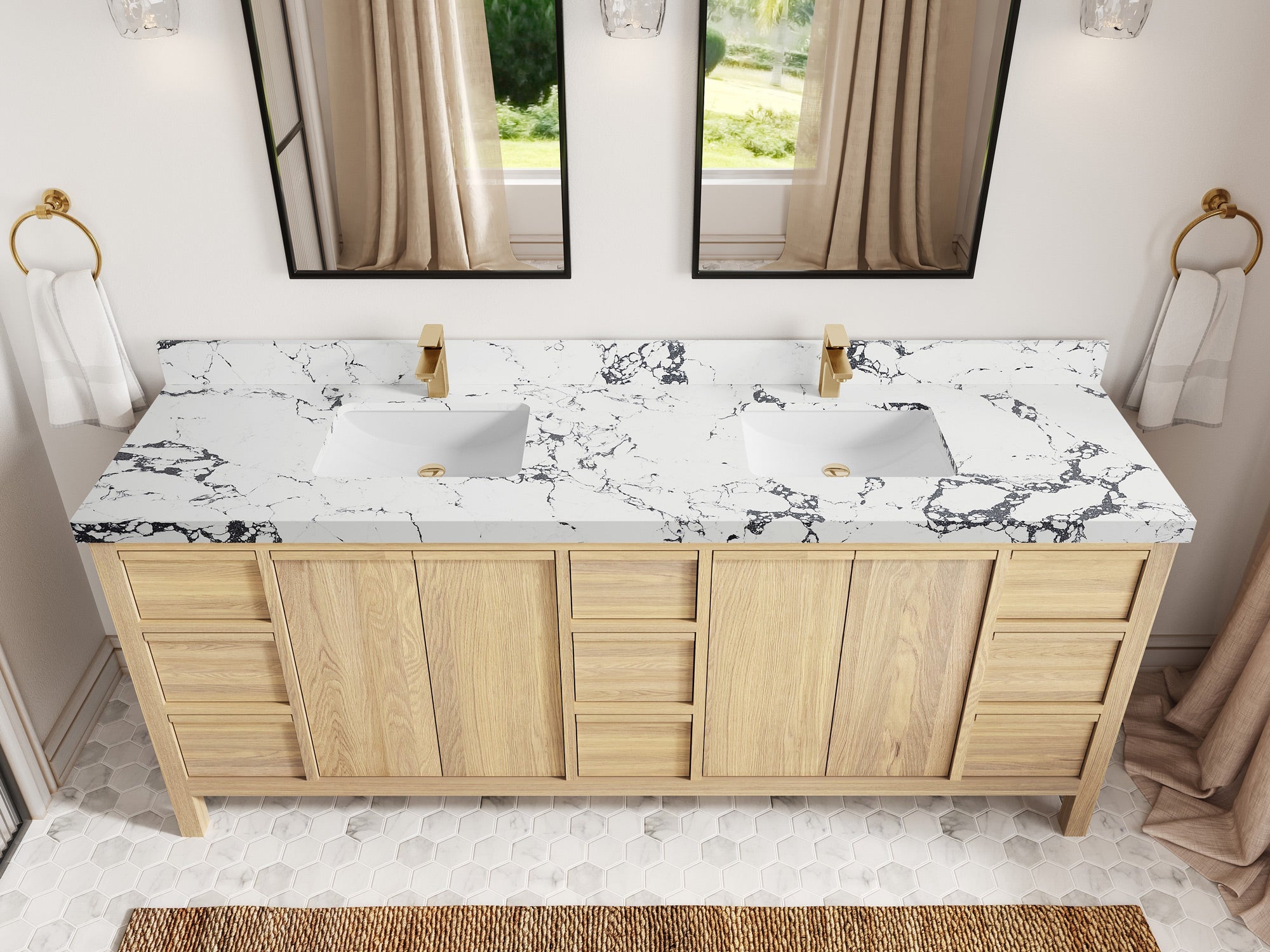 Elizabeth White Oak 84 in. W x 22 in. D Double Sink Bathroom Vanity