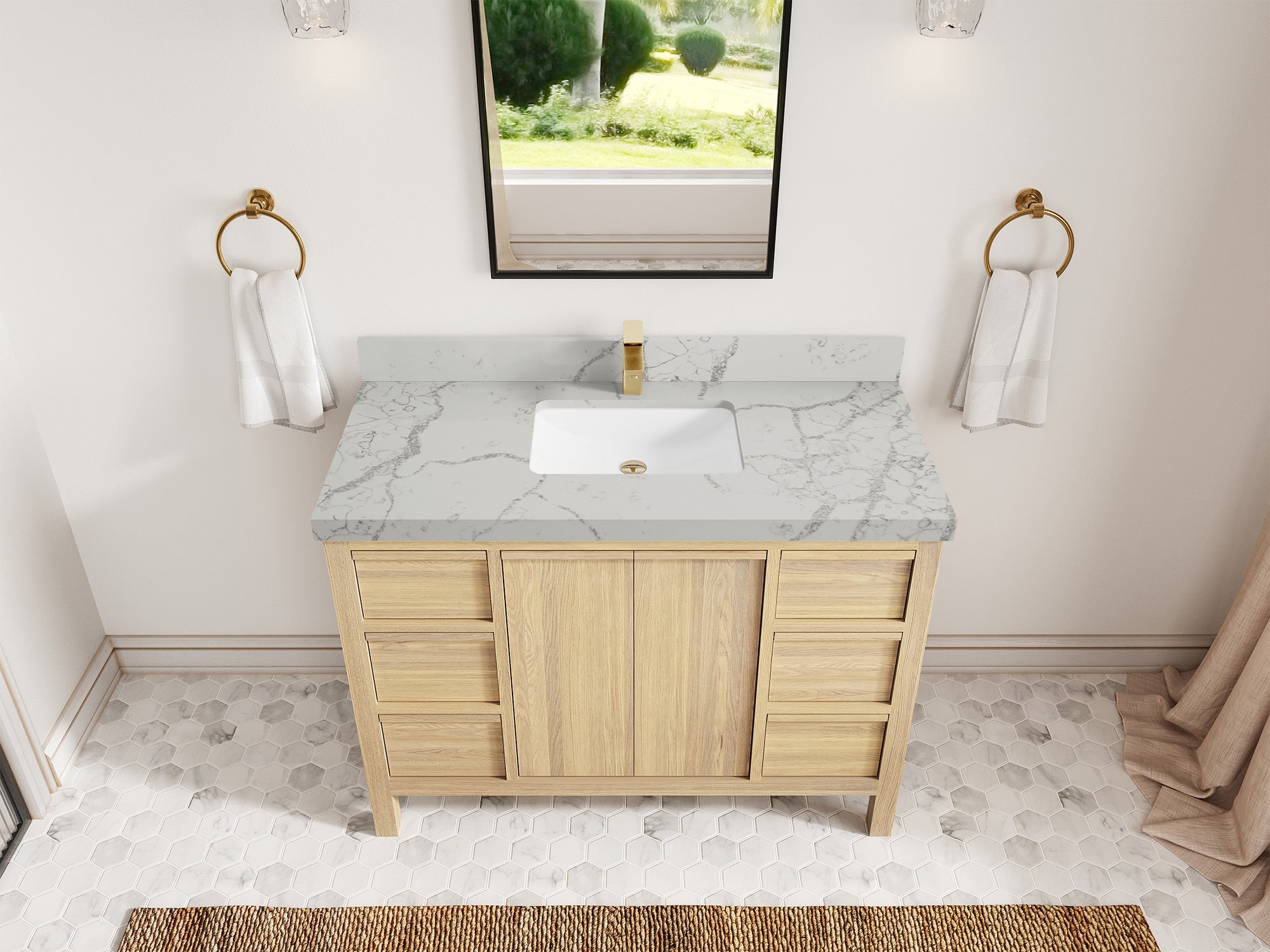 Elizabeth White Oak 48 in. W x 22 in. D Single Sink Bathroom Vanity
