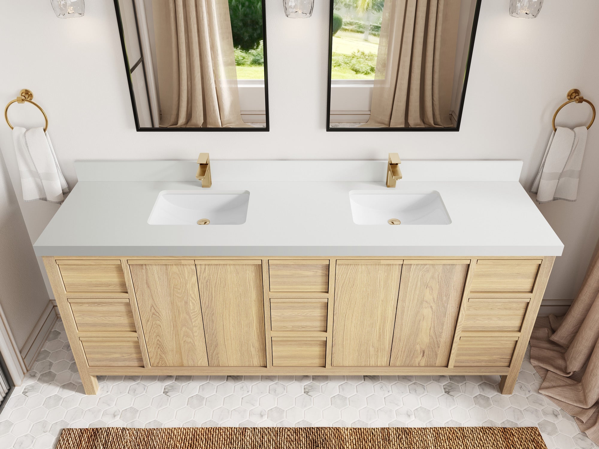 Elizabeth White Oak 84 in. W x 22 in. D Double Sink Bathroom Vanity