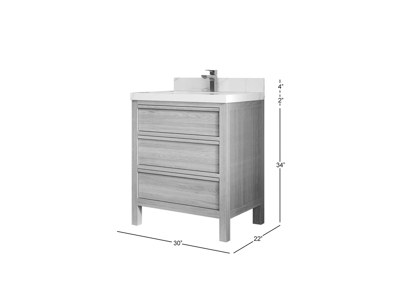 Elizabeth White Oak 30 in. W x 22 in. D Single Sink Bathroom Vanity